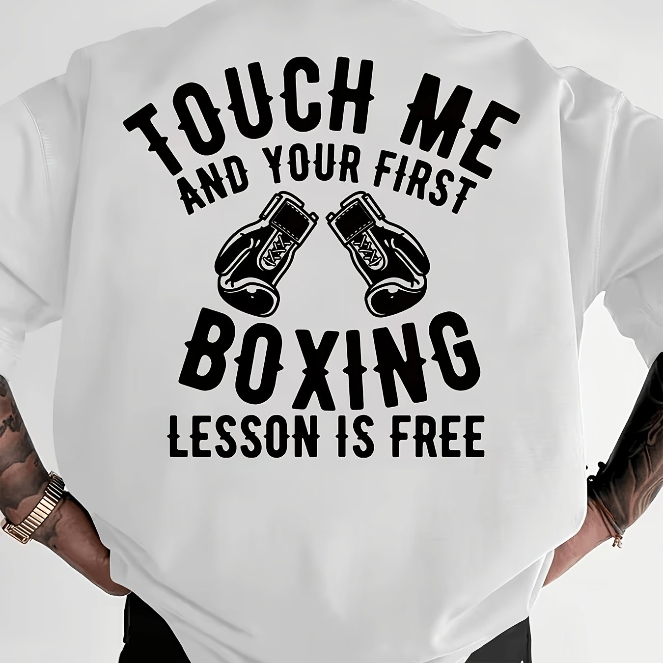 TEMU Boxing Glove Fun Slogan Print T-shirt, Men's And Women' Sports Short-sleeved Boxing Creative Pattern T-shirt, Summer Breathable Round Neck Top