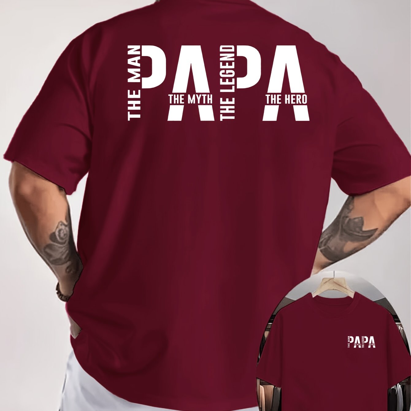 TEMU T-shirt pour homme « PAPA LE LA LÉGENDE » à impression -, paternel et style , convient pour un , des Pères et les tenues de papa