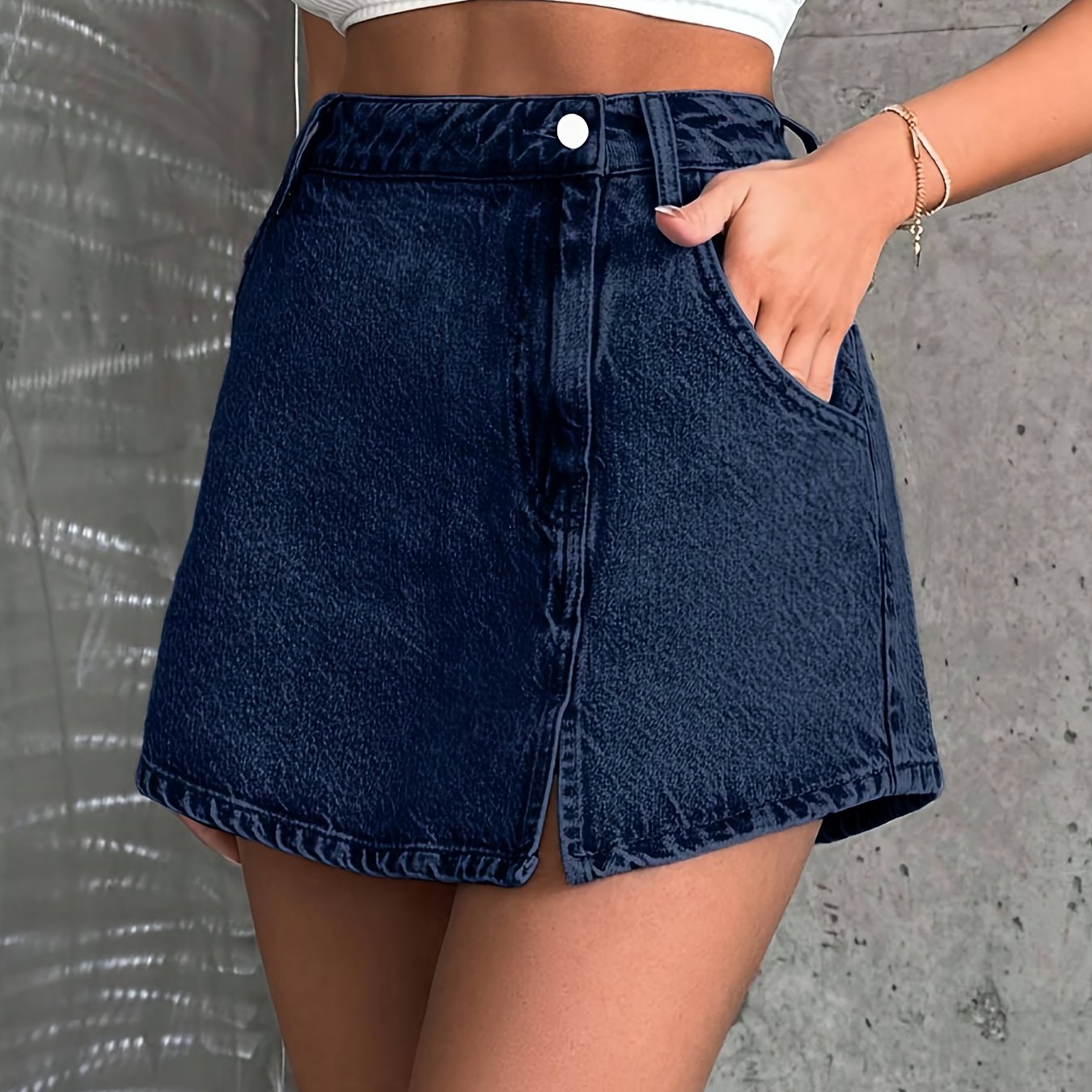 Image of 2026ss Edition Women's Fashion Daily Casual Sexy Washed Denim Skort