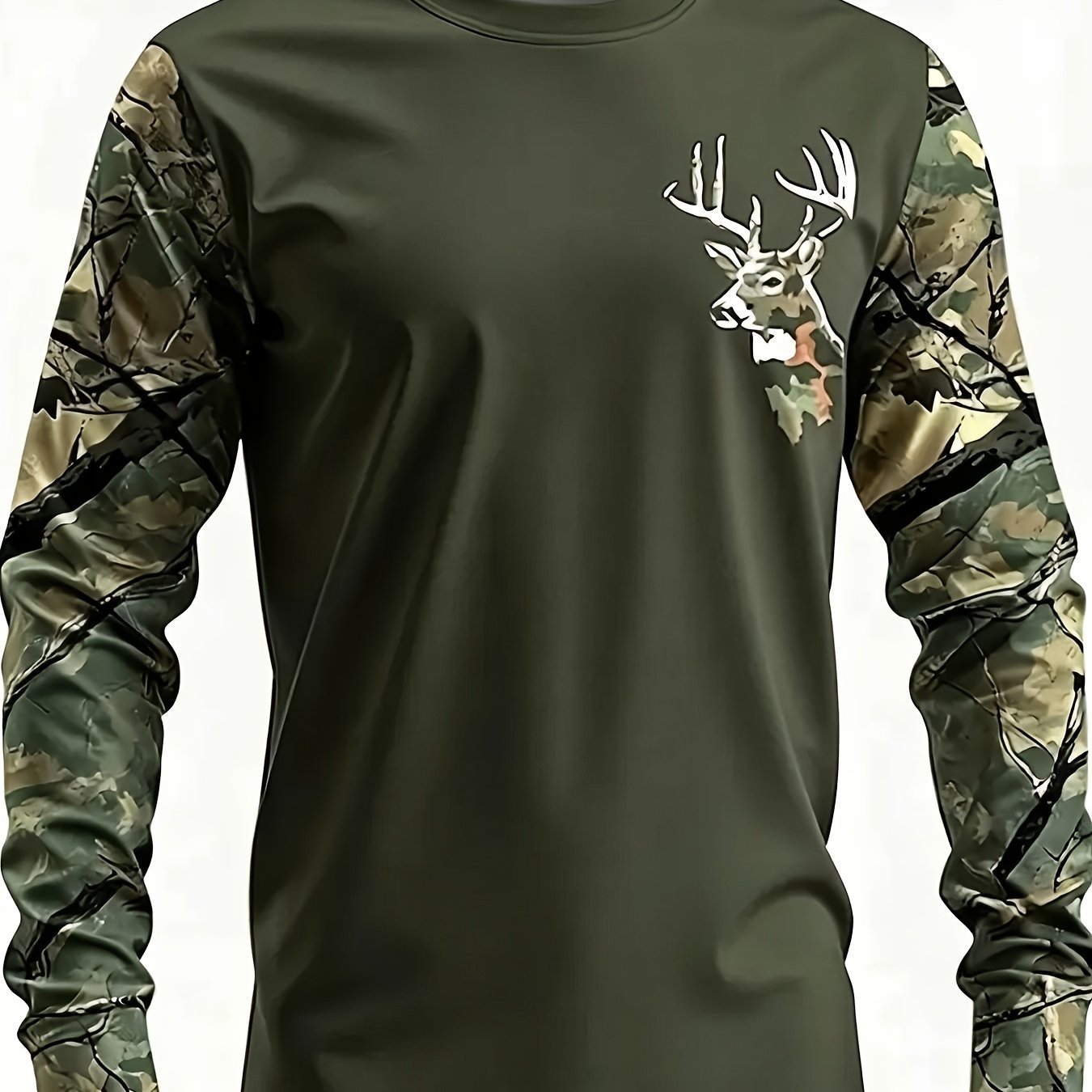 Men's 3d Geometric Long-sleeve T-shirt - Elastic Polyester Fabric, Regular Fit, Machine Washable, Urban Streetwear Top, , Flexible Material, Trendy And Fashionable T-shirt