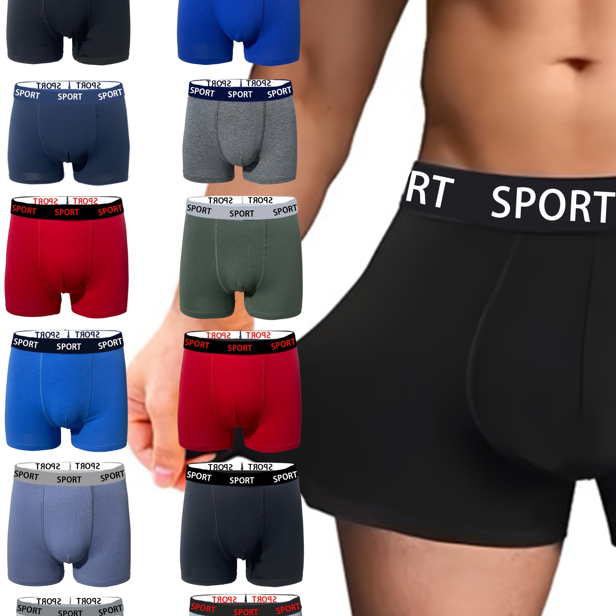 12pcs Random Color Men' Color Boxer Briefs