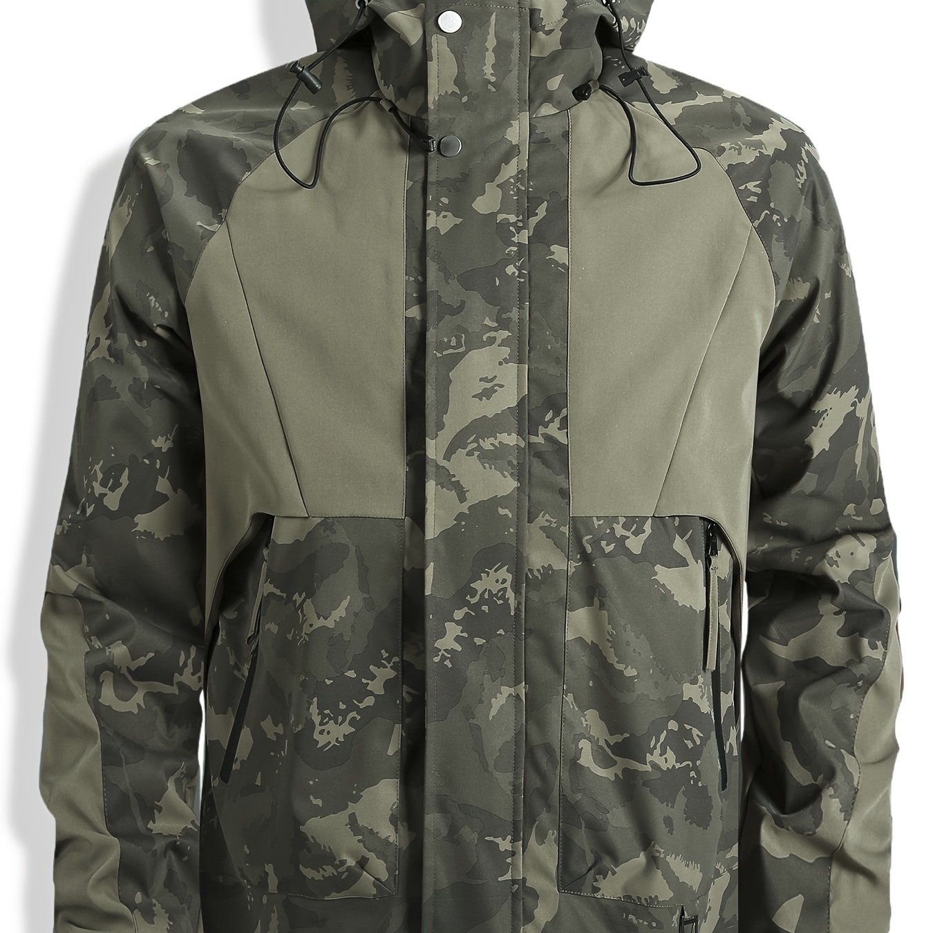Men's Retro Camo Hooded Windbreaker Jacket - Casual, Color- With Drawstring Detail, Polyester, Perfect For Spring/fall, Hunting