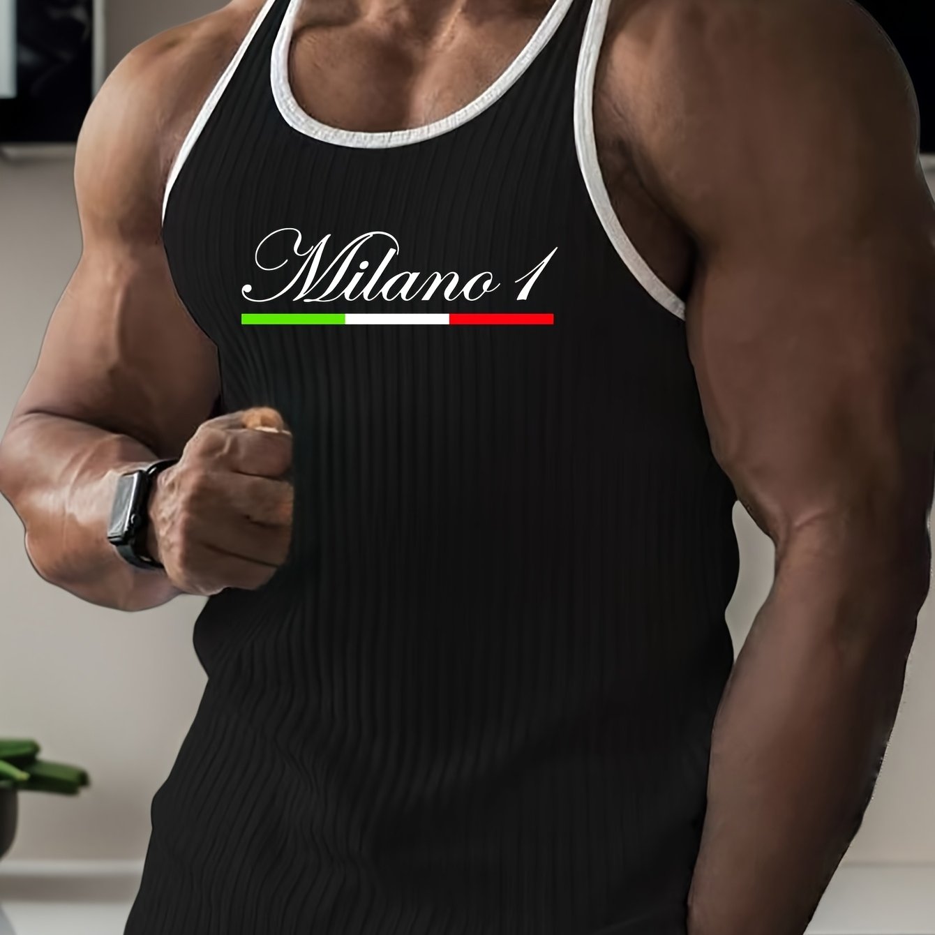 TEMU Classic Solid Pattern Men's Casual Top, Sleeveless T-shirt For Fitness Training And Summer Sports