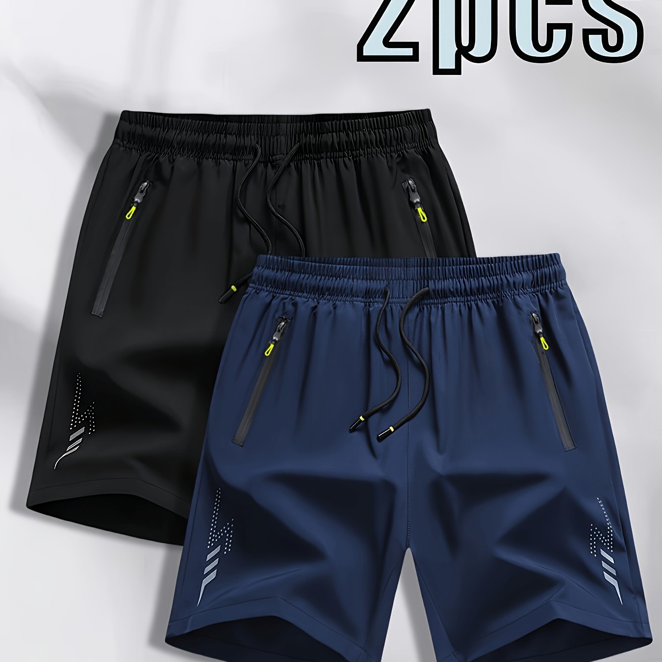 TEMU 2pcs Women's Casual Jogger Shorts, Featuring Trendy Lightning Print, Dual Side Zip Pockets, Adjustable Drawstring Waist, And Soft, Comfortable