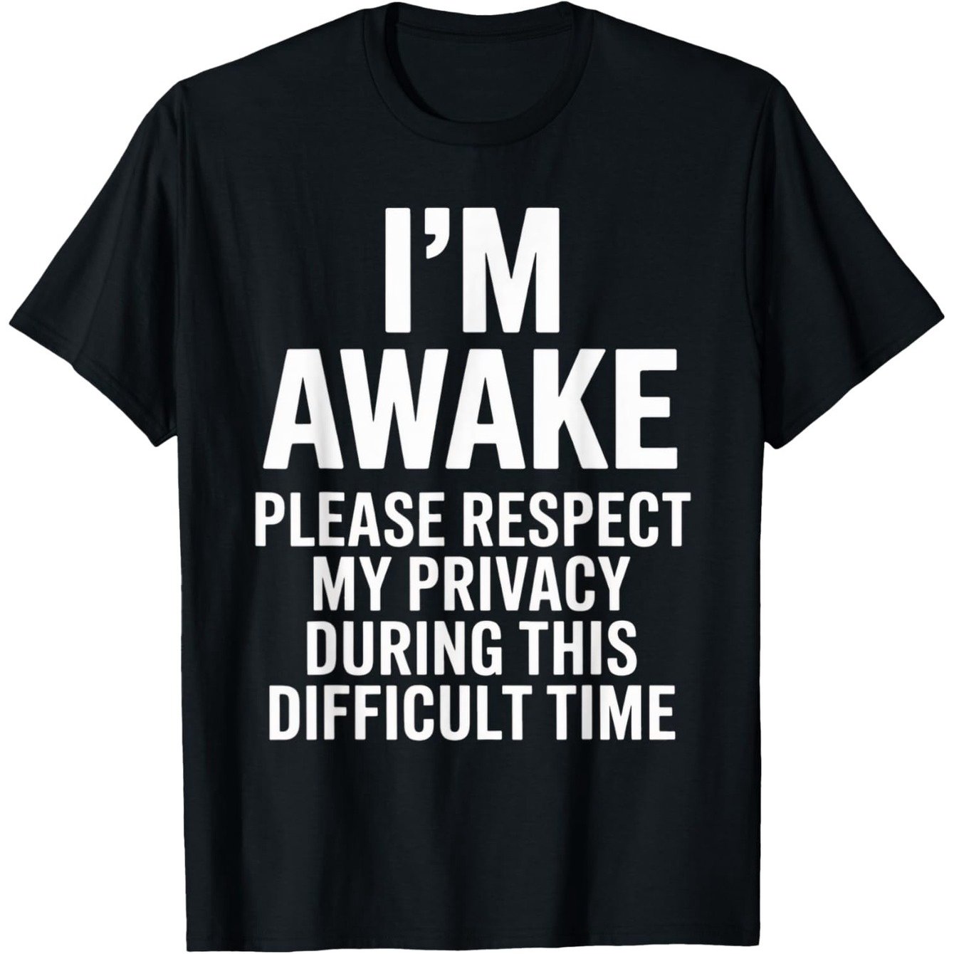 TEMU Plus Size Men's T-shirt, Humorous "i'm Awake, Please Privacy" Slogan Tee Unisex - Loose Casual Shirt, Text Print Design, Stretch Round Neck