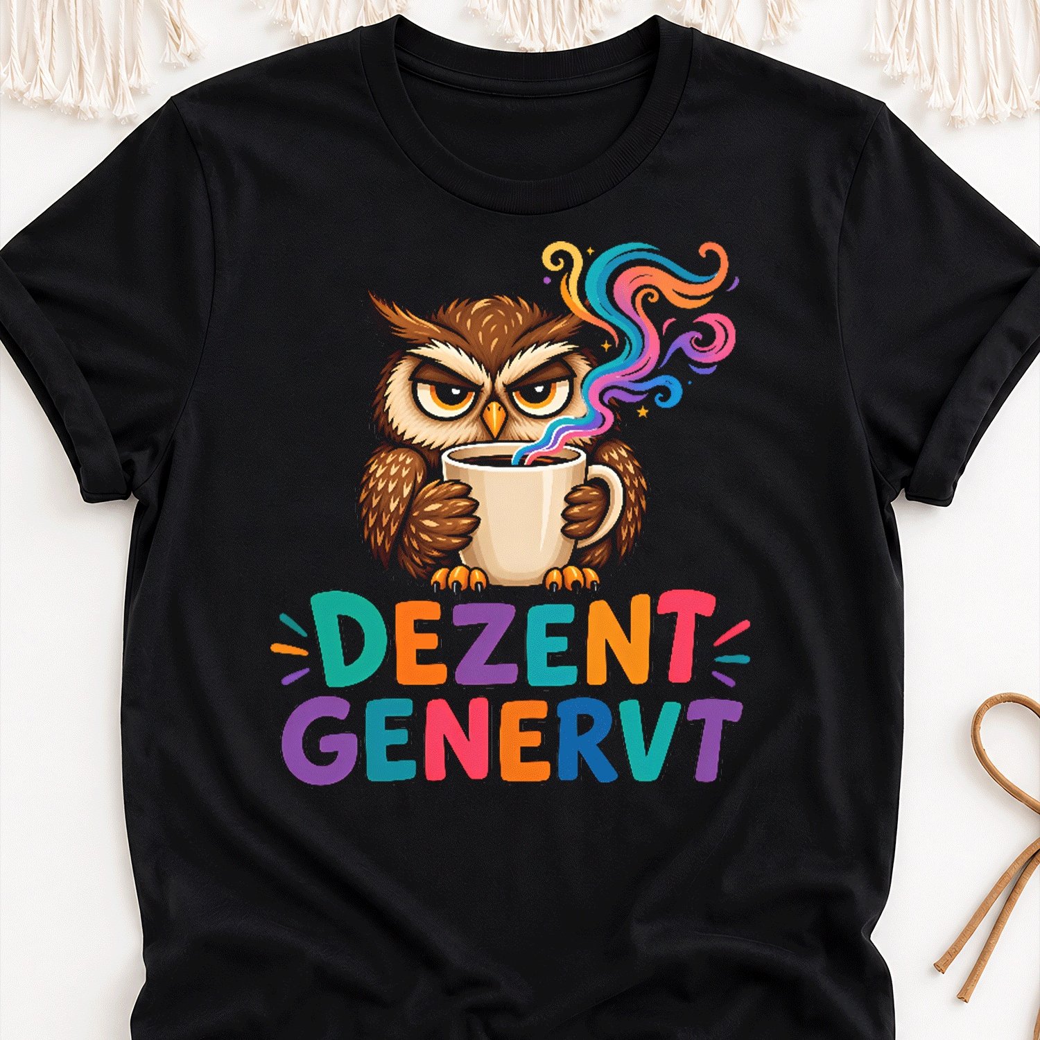 Image of Ribbed Owl Mug, Steam Color Germany Adults Coffee Day Overseas Printing Y2k Oversized Unisex T-shirt For Men Women Retro 2000s Streetwear Baggy Graphic Tee