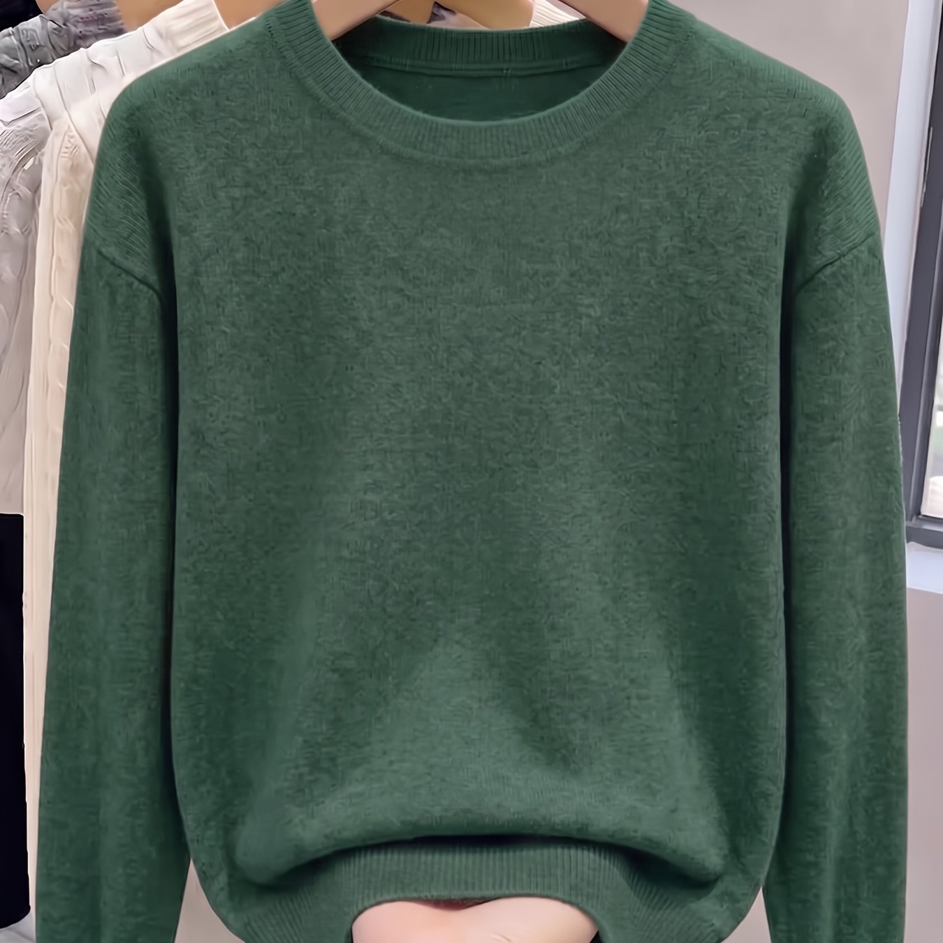 TEMU 1pc Casual Fashion Elegant Solid Color Sweater Women's Pullover Sweater Autumn Winter Soft Comfortable Women's Sweater