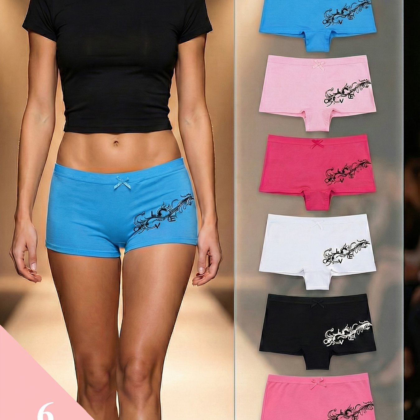 Image of 6pcs [lady Pantys] Women' Hipster Panties - Elegant Suitable For Yoga, Workout & Daily Wear | Seamless Breathable Underwear With High Mid-rise Briefs, Non-sheer Colors Random Delivery (gifts For )