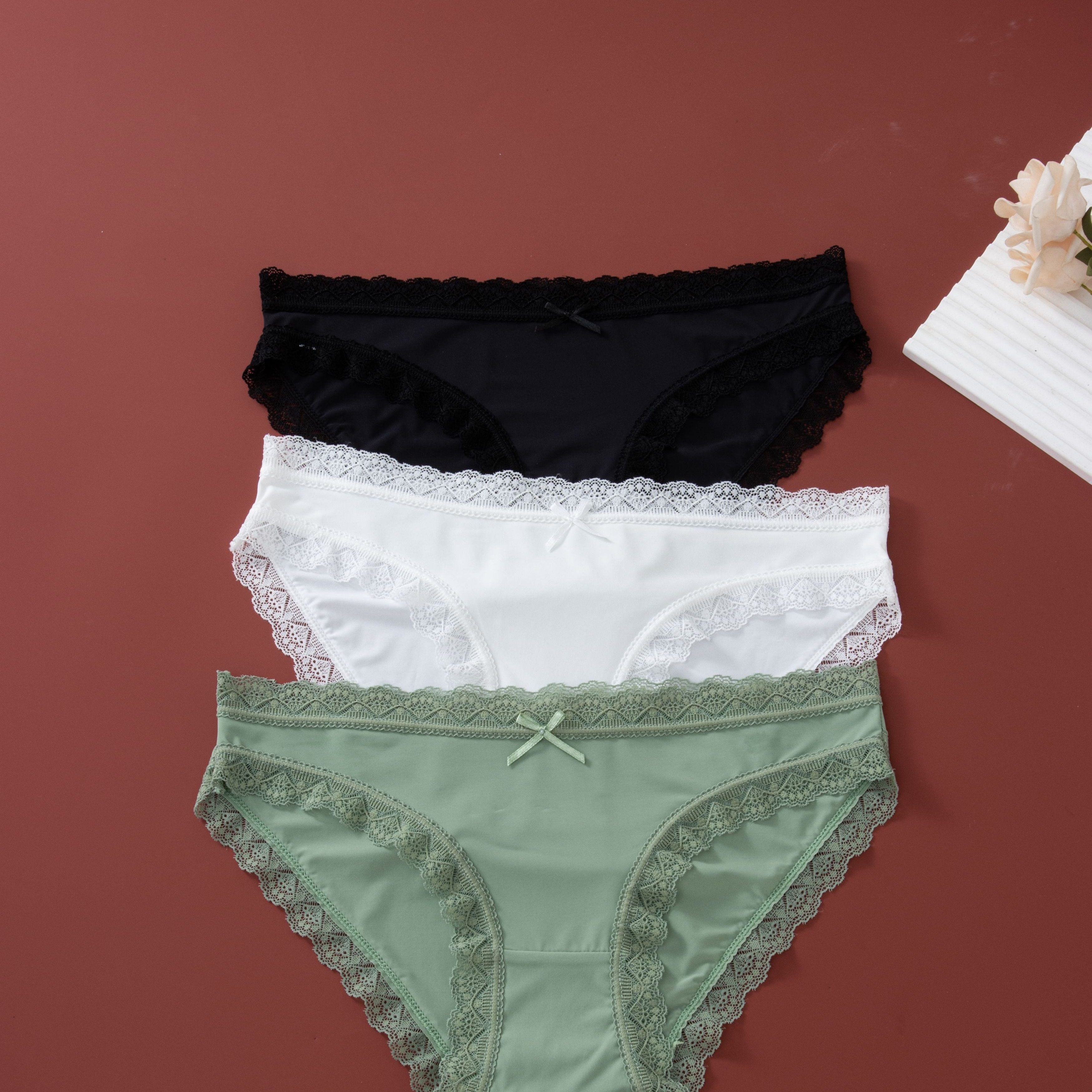 3pcs Plain Lace Minimalist Style Women' Pants