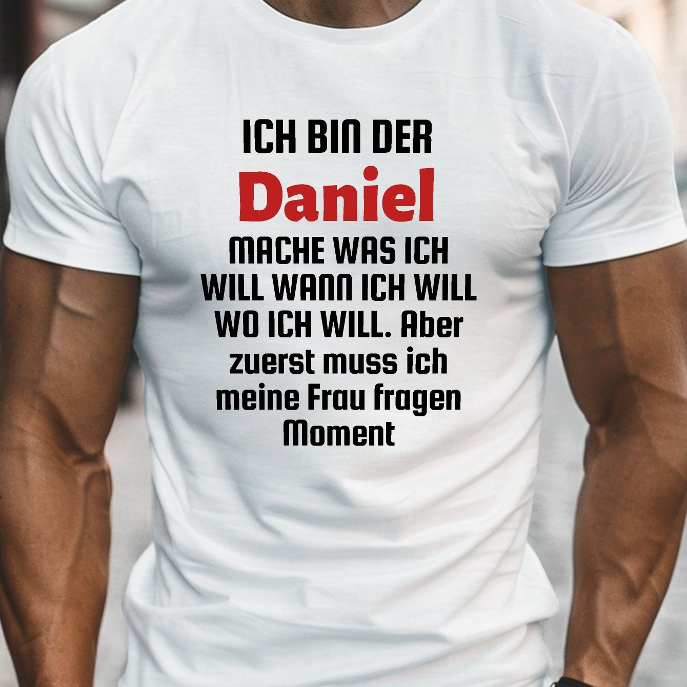 Humorous German Quote On Plus Size Print, Men's Short Sleeve Round Neck Tee, Comfortable Casual Summer Top