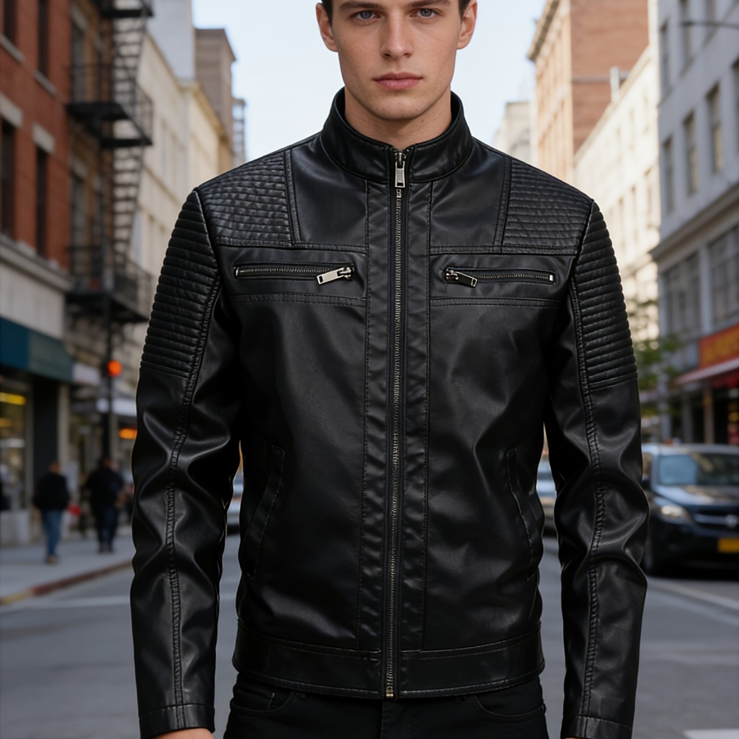 TEMU Spring And Autumn 's Motorcycle Suit, Slim Jacket Motorcycle Men's Coat