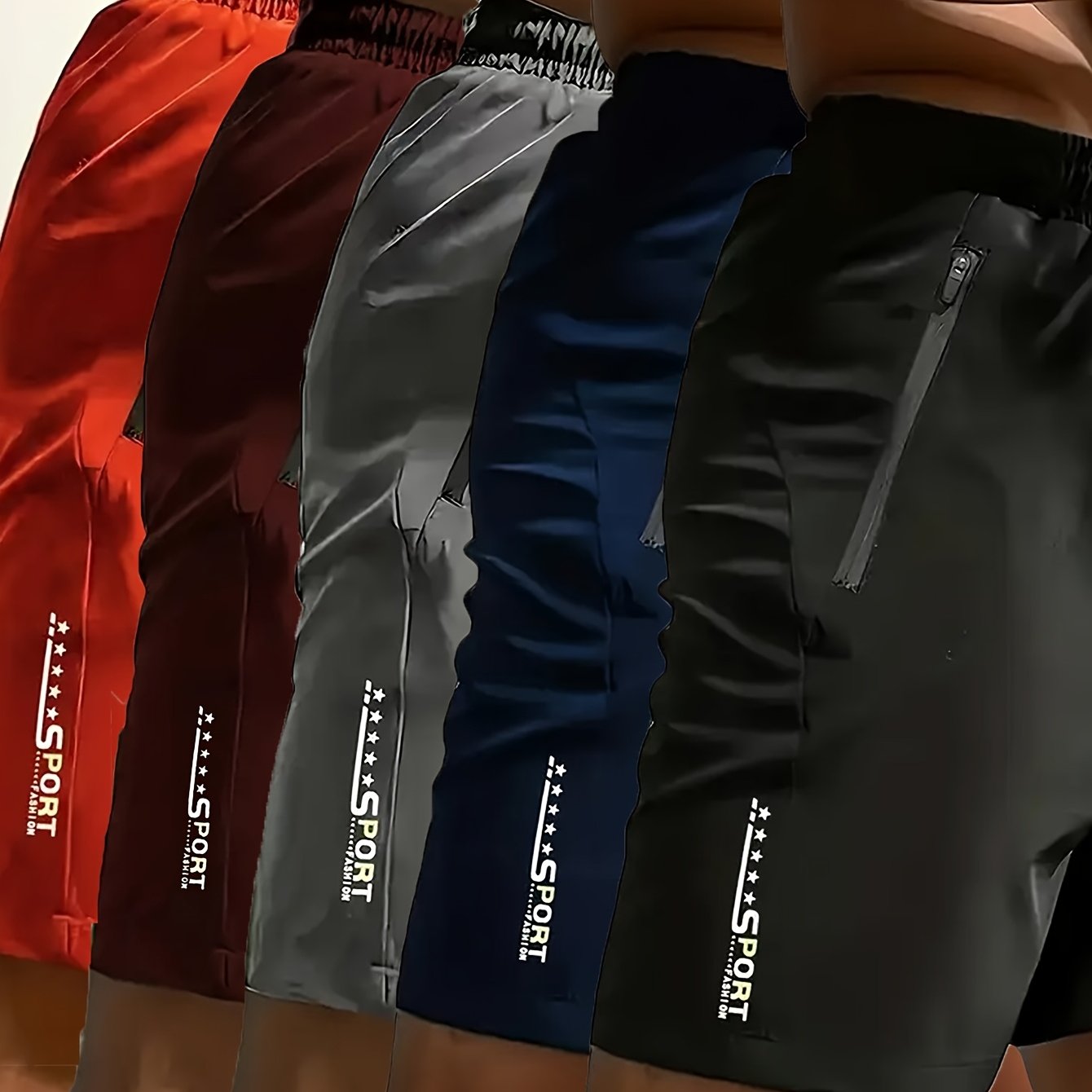 TEMU Men's 5pcs Shorts Set Men's Casual Fashion Sports Shorts ' Running Woven Hot Pants