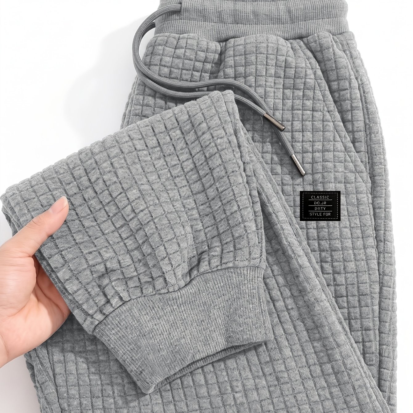TEMU Men's Autumn/winter Casual Jacquard Checkered Trousers With Trendy Printed Logo, Comfortable And Warm Fabric, Suitable For Daily , Outdoor