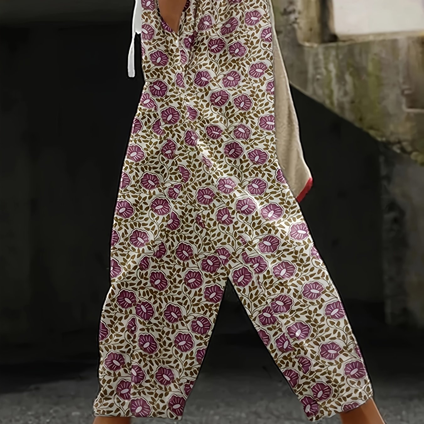 Women's Casual Floral Print Pants - Comfortable & Breathable, Straight Leg, Perfect For Spring/summer, Holiday Wear, Casual Attire | Floral Print Pants | , Plus Size