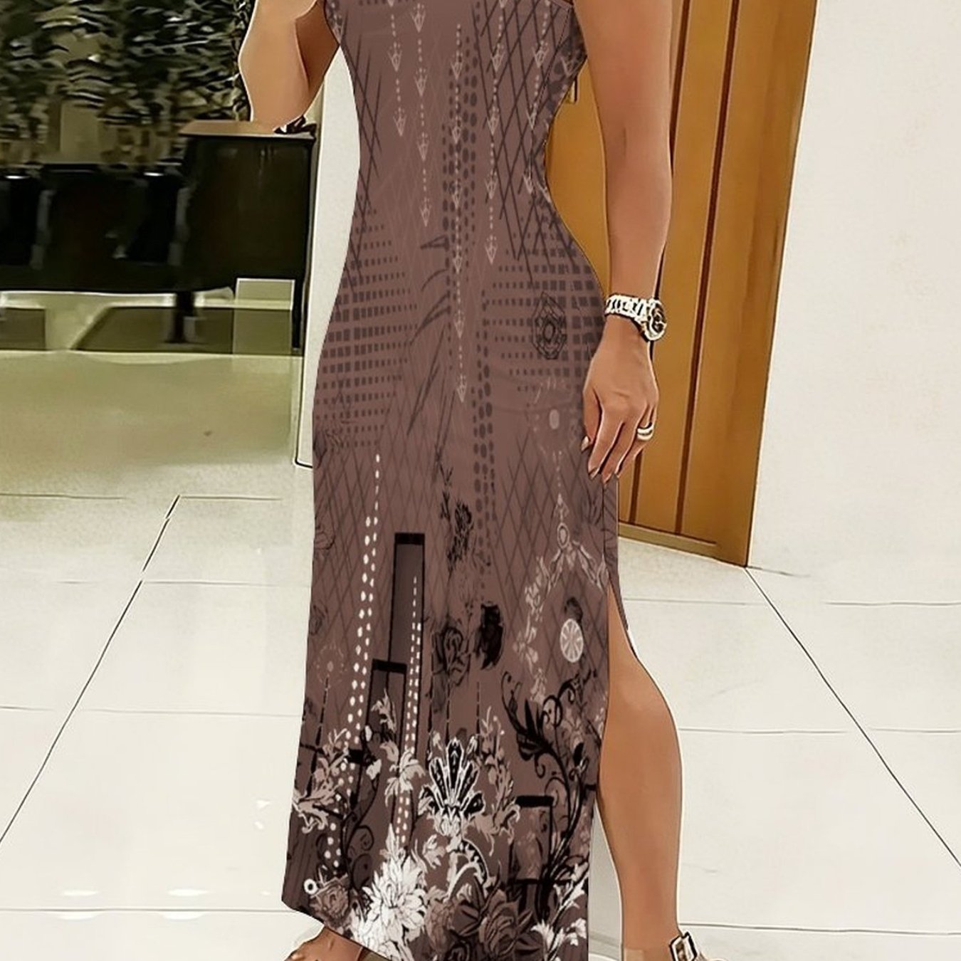 Spring And Summer Women's Comfortable, Fashionable And Elegant Vest With Split Ends On Sides. Pattern Print Is Suitable For Daily Life, Home, Leisure, Commuting, Shopping, Party And Camping.