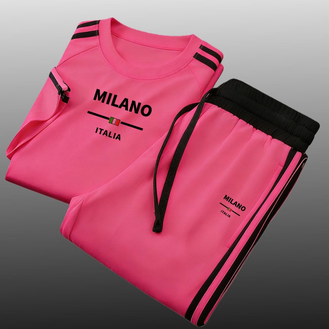 Image of 2pcs Set: 2026 Spring/summer Men's And Women's Casual Sportswear Set, Including A Short-sleeved Top And Matching Trousers. Suitable For Holiday Gifts And In Multiple Colors