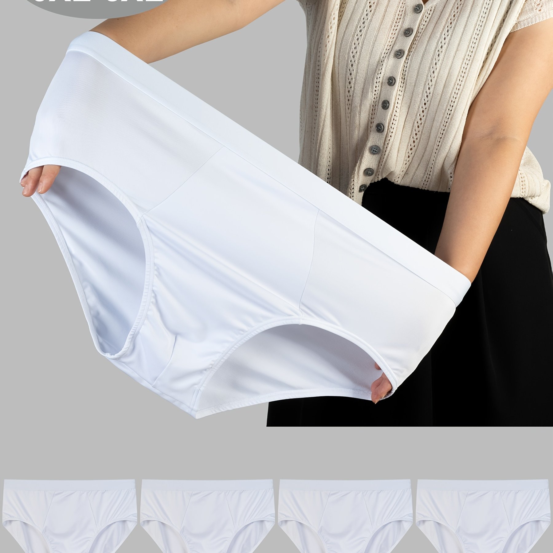 TEMU 4-pack Comfortable Men's Big & Tall Briefs, Men's Underwear, Extra Large Men's Underwear, Plus Size