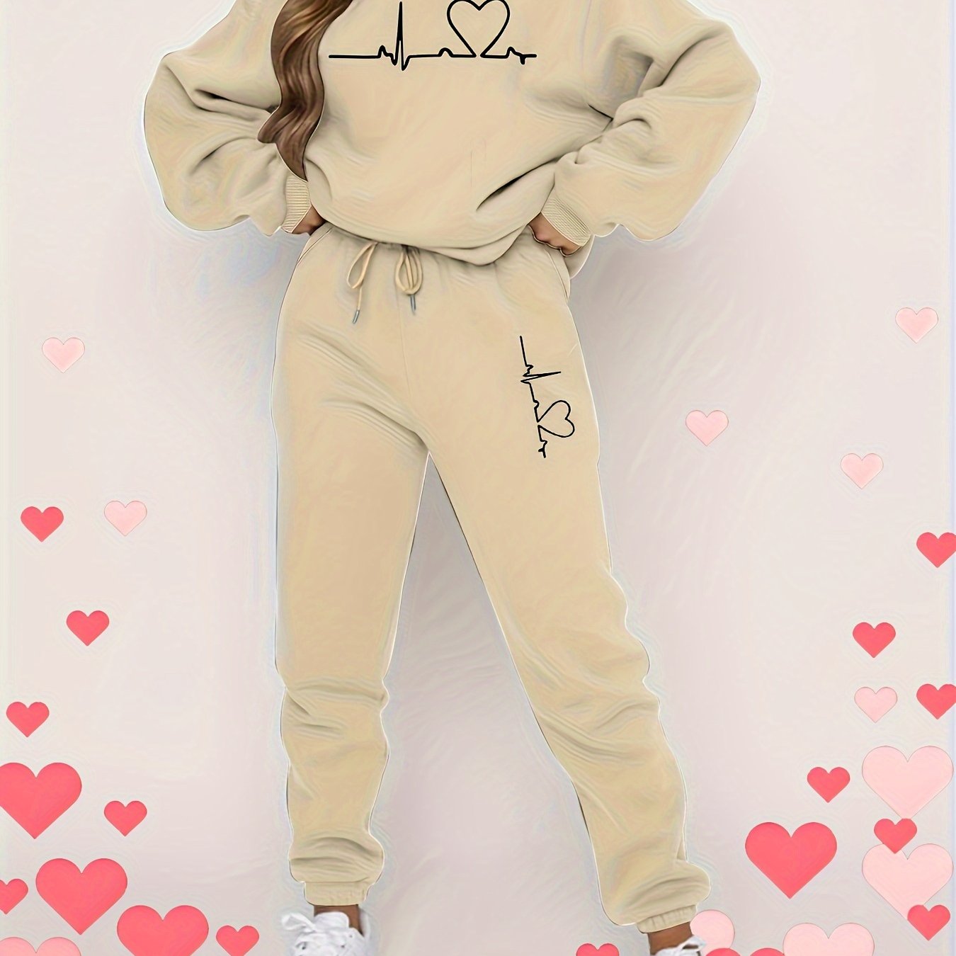  My Order Women's 2 Piece Tracksuit Cute Love Heart Graphic  Sweatsuit Long Sleeve Pullover and Sweatpants Jogger Workout Set   Clearance Items Outlet 90 Percent off : Ropa, Zapatos y Joyería