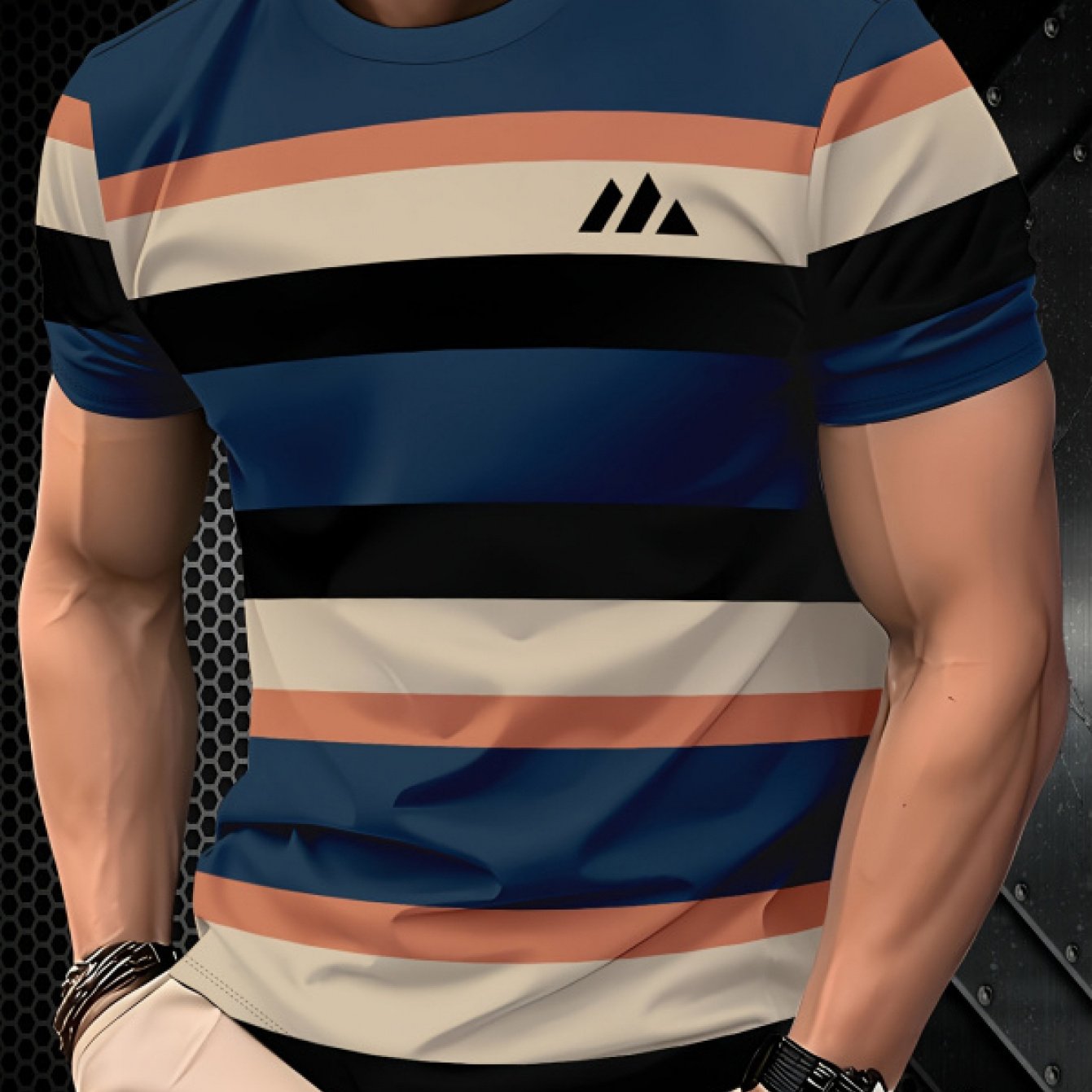 TEMU [printed Design- Not Textured] Men's Fashion T-shirt Men's Fashion T-shirt Outdoor Commuting Crew Neck Short Sleeve Undershirt