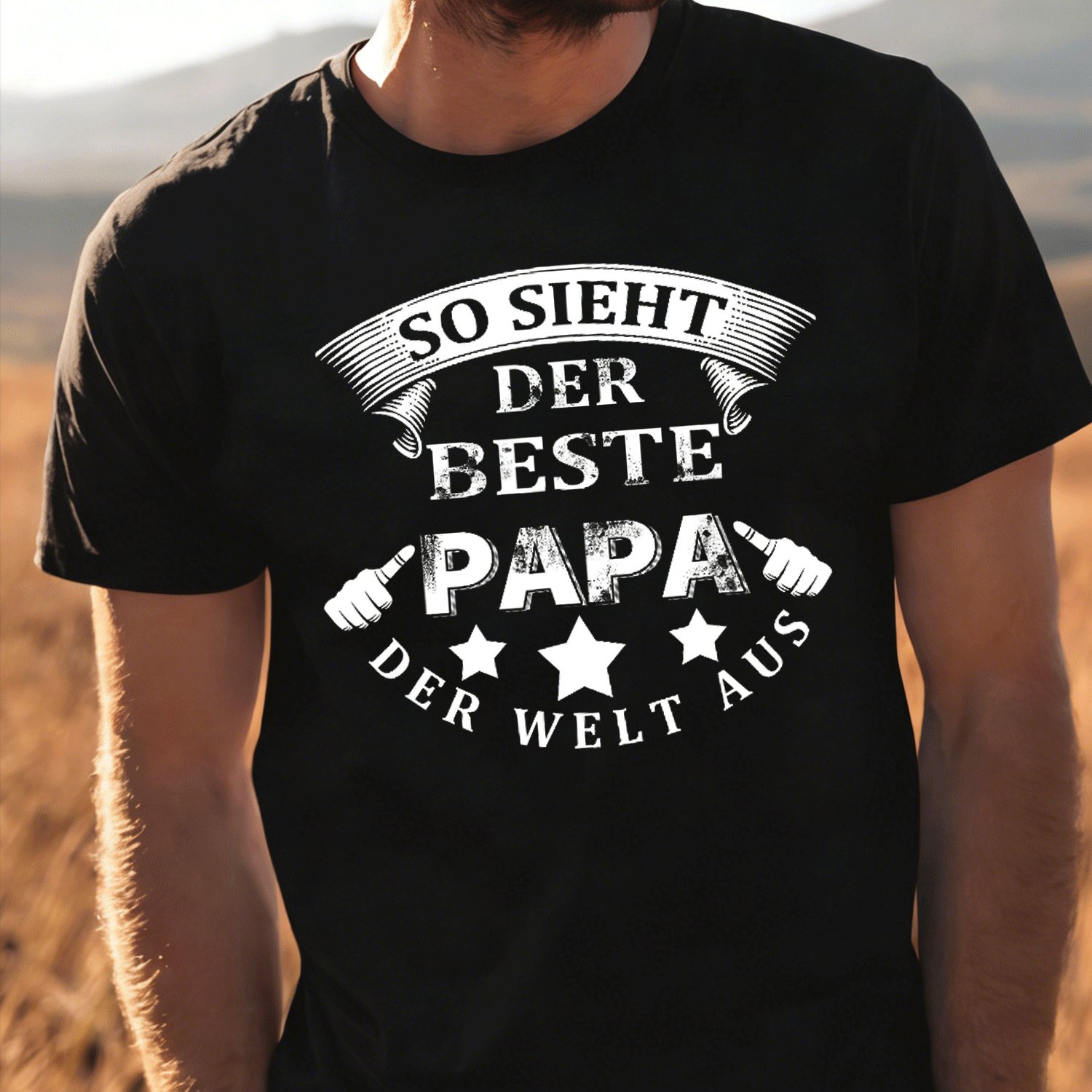 Men' & Women' Funny "best Dad In The World" T-shirt - "bester Dad Der Welt" Print, Unisex Casual Round Neck Tee Suitable For , Gift For Dad, Wear, Machine Washable 180g