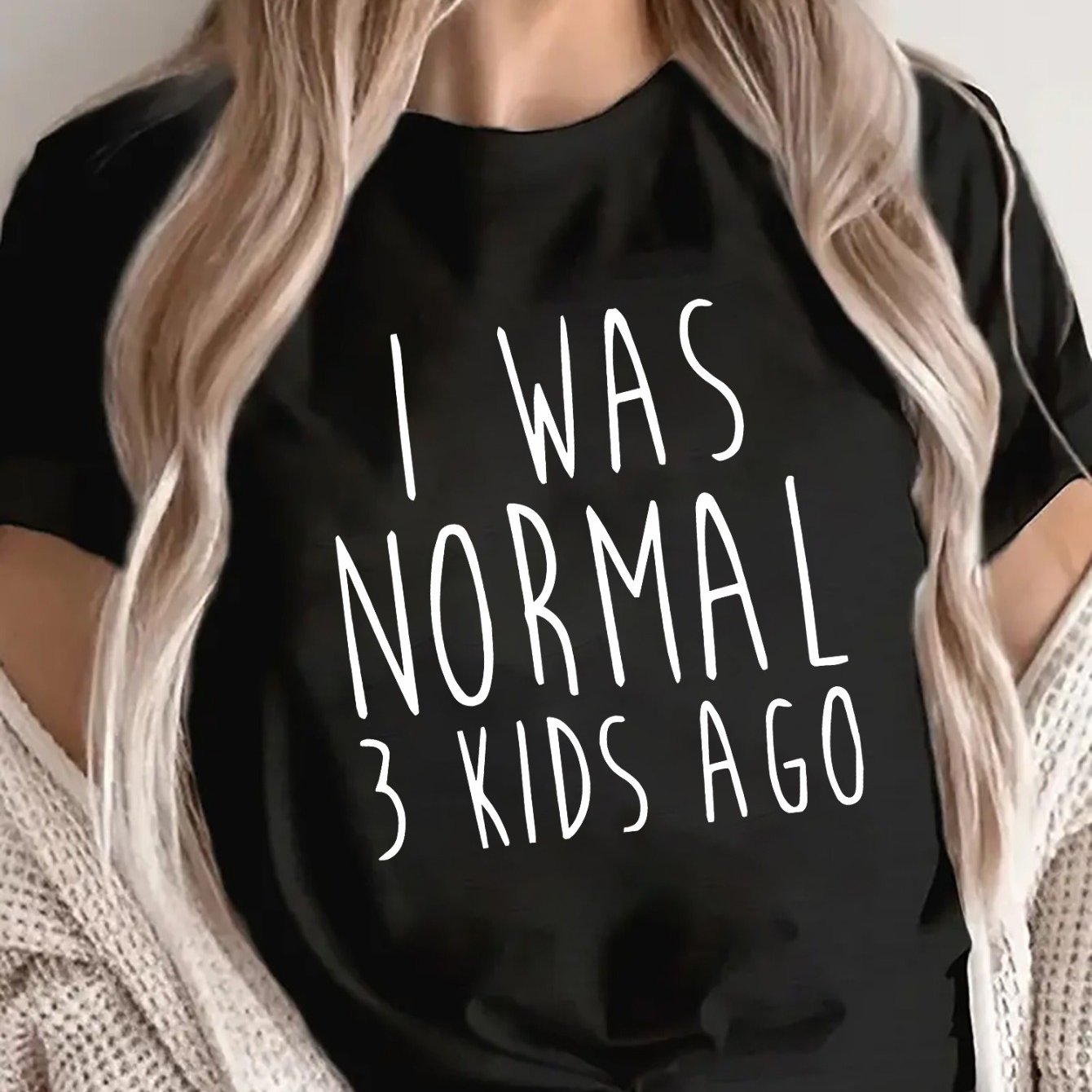 TEMU Short Sleeve T-shirt I Was Normal 3 Ago Tee For Women, Casual Wear For Home, Kitchen, Or Daily , Lightweight And , Perfect For Relaxed Moments