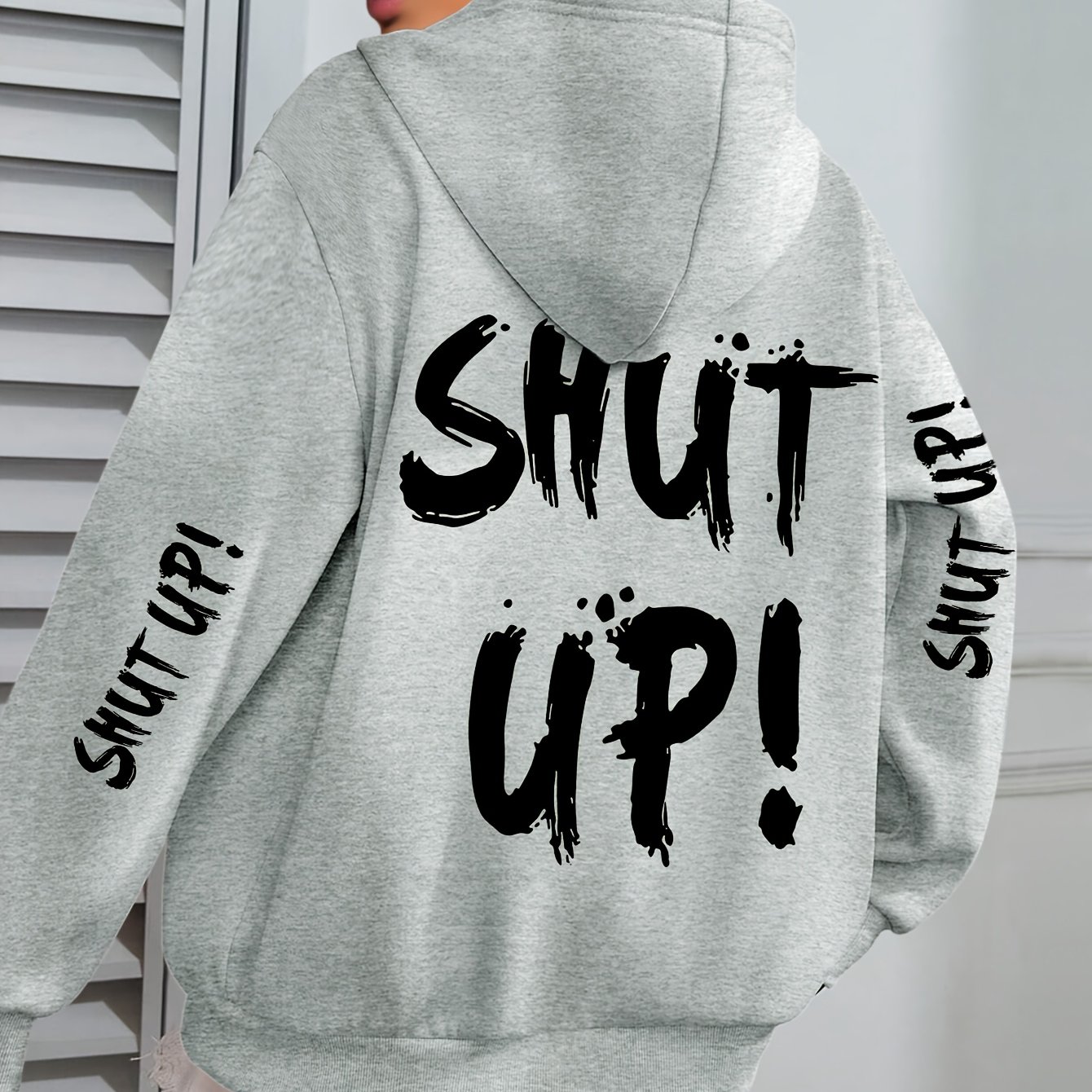 TEMU Plus Size - Plus Size - Shut Up Graphic - Hoodie