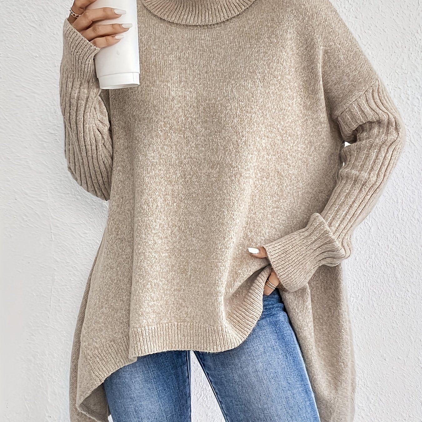 New Women's High Neck Fashion Casual Long Sleeve Pullover