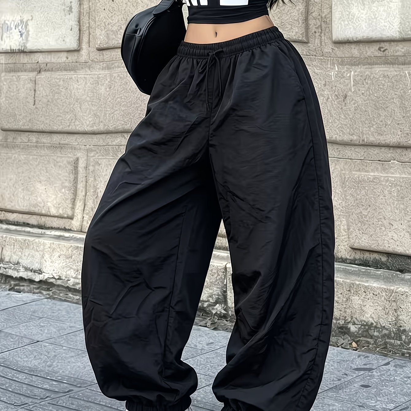 TEMU Drawstring Waist And Side Pockets, Athletic Long Pants, Suitable For Daily Commuting Wear