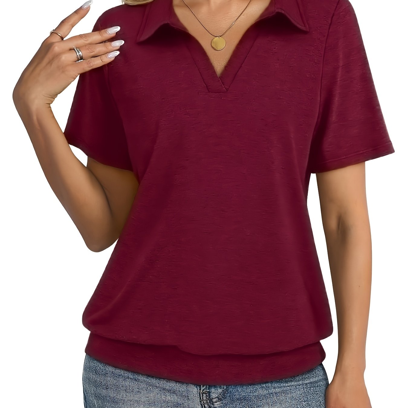E-shop Damen-Kurzarmshirt in Übergröße, neues Sommer-Shirt im europäischen amerikanischen Stil mit gesäumtem Saum, Business-Casual-T-Shirt-Top
