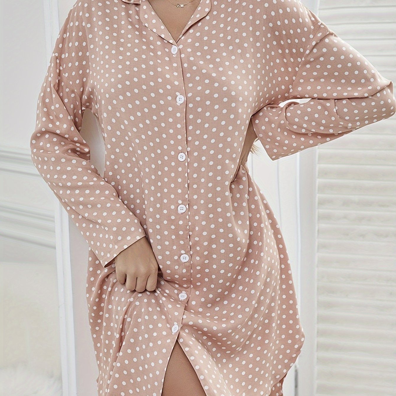 Image of Summer Thin Long-sleeve Cardigan Dress, Spring/autumn Loungewear