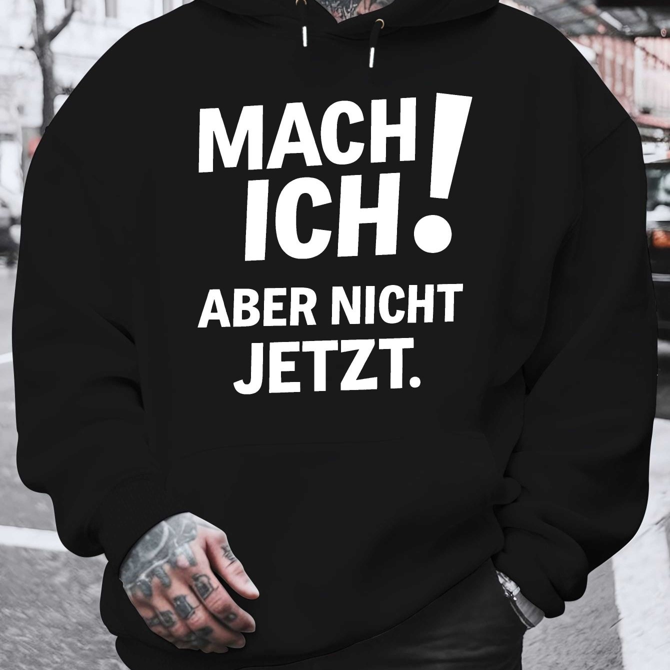 TEMU Mach es für mich, aber nicht jetzt. Neuer bedruckter Plüschpullover für Herren, geeignet für Herbst und Winter, mit vielseitigem Stil und einer