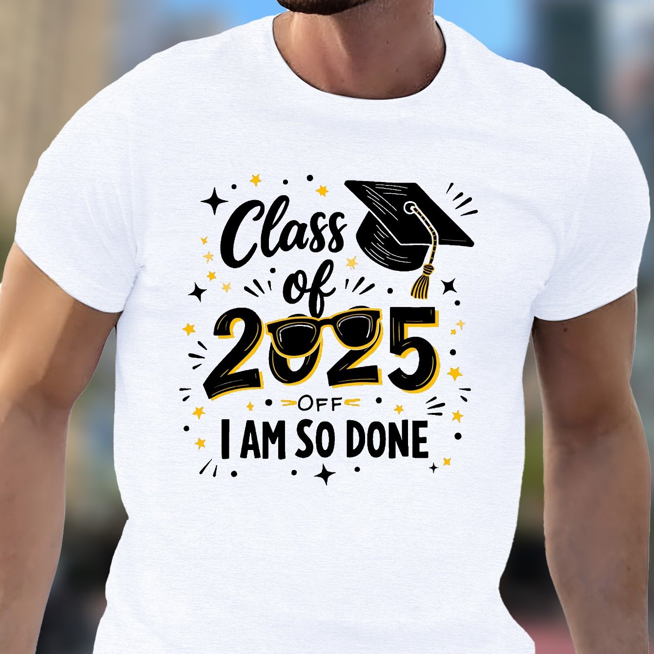 TEMU Class Of 2025 Print Tee Shirt, Tees For Men, Casual Short Sleeve T-shirt For Summer