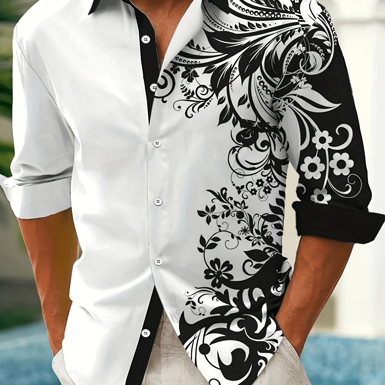 TEMU Men's Casual Fashion Long Sleeve Shirt
