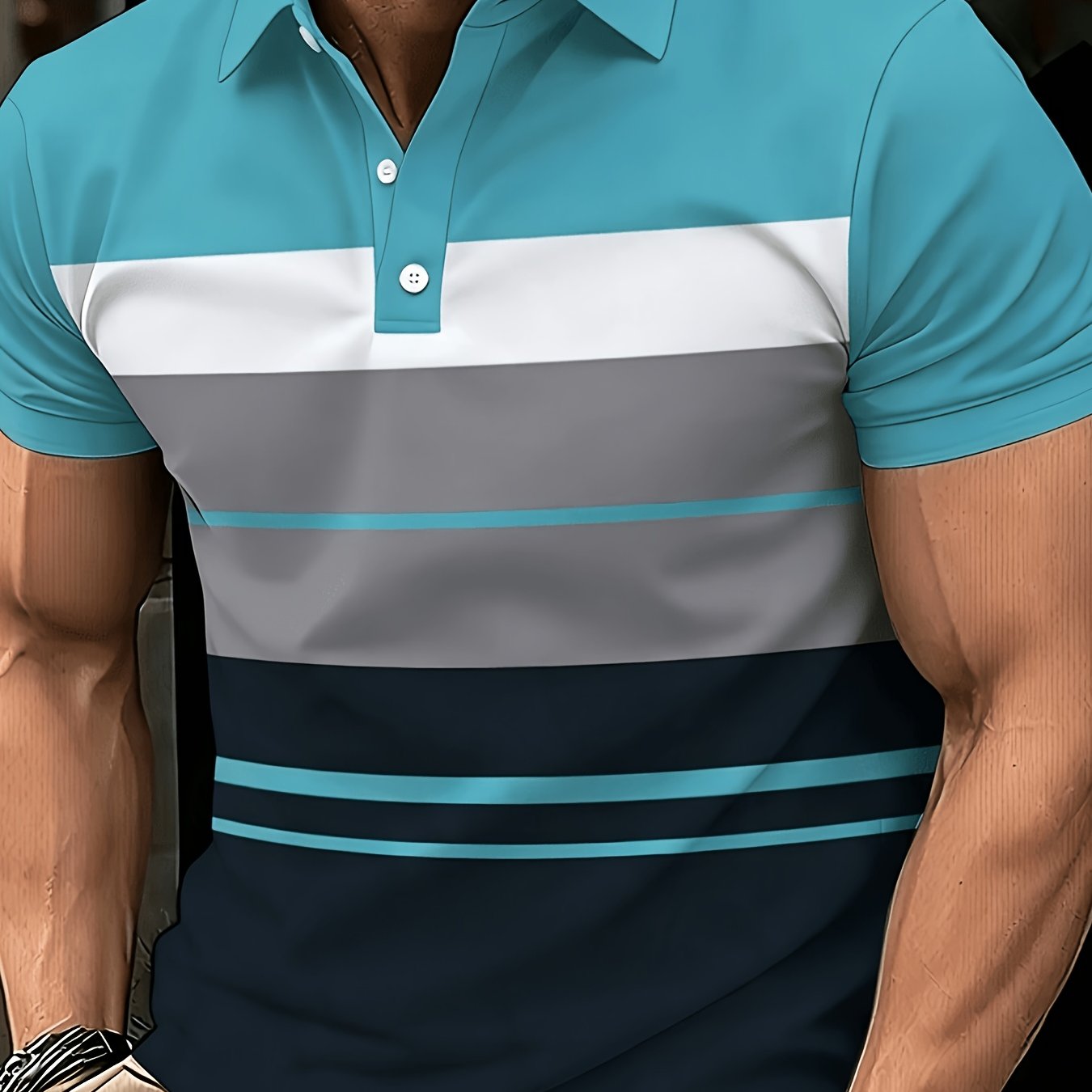 TEMU Summer 's Shirt Slim Fit Breathable Business Lapel Casual Versatile Commuting Minimalist Style Short-sleeved Men's Lightweight , In Turquoise,