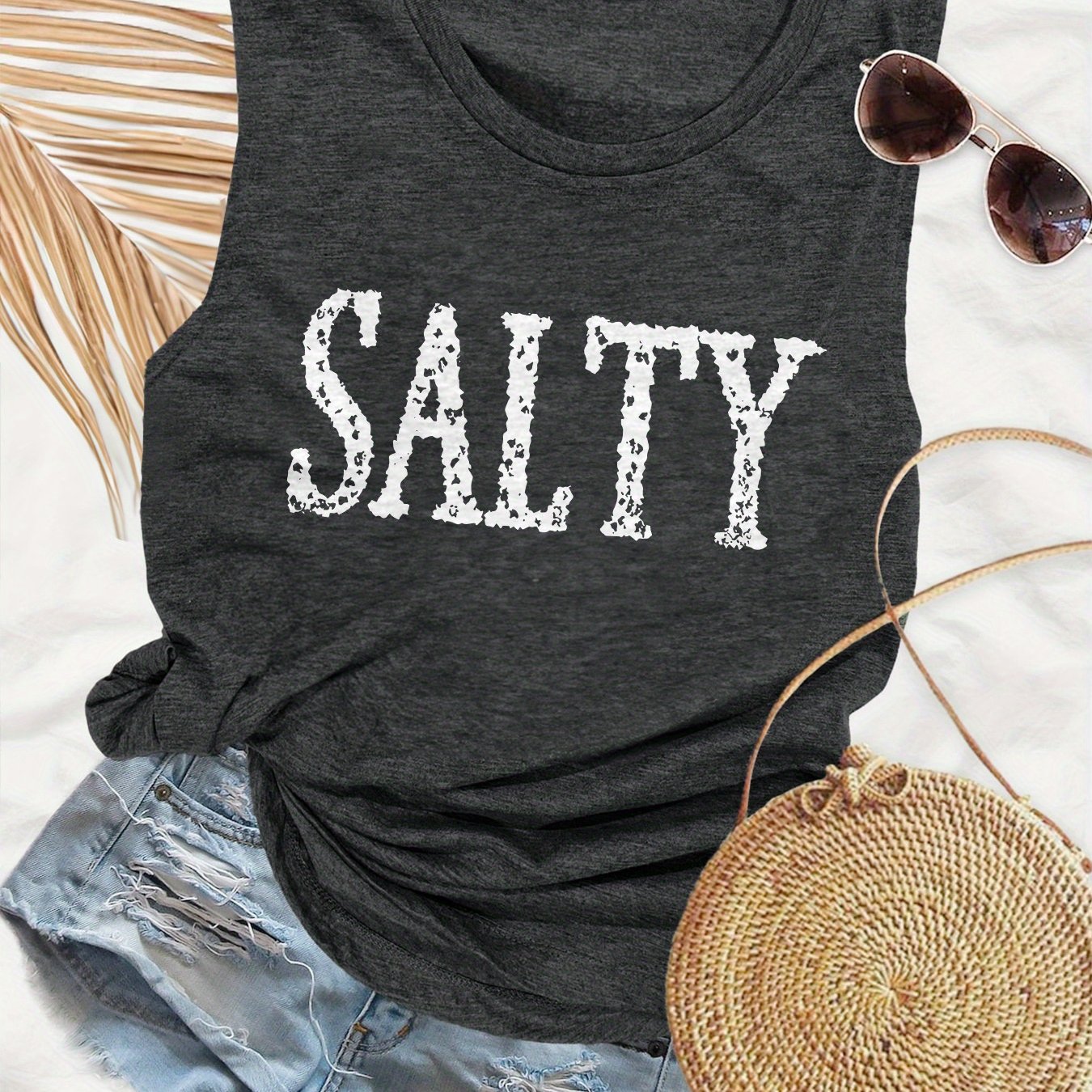 TEMU Neck Top, Casual Sleeveless Top For Summer, Women's Clothing
