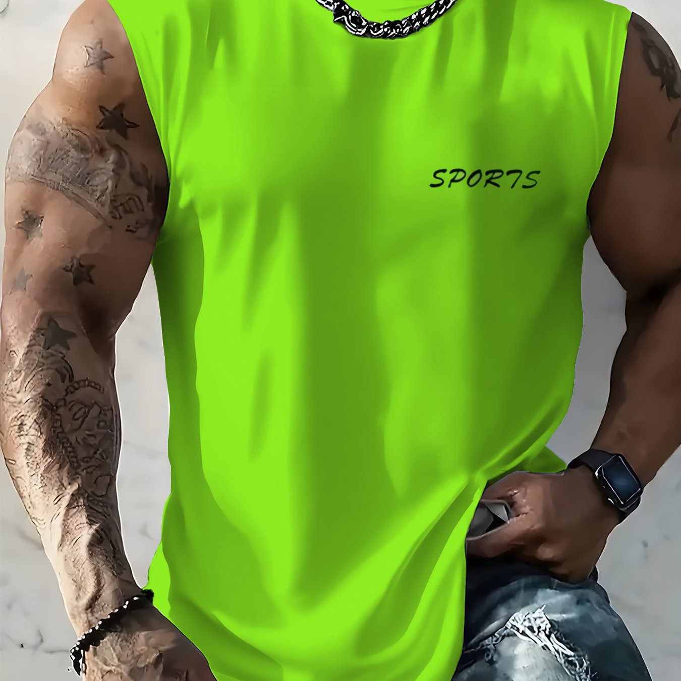 TEMU American Streetwear Sleeveless Vest - Minimalist Text Print Sleeveless Crop Top, Summer Gym & Casual Training Shirt, Machine Washable Suitable