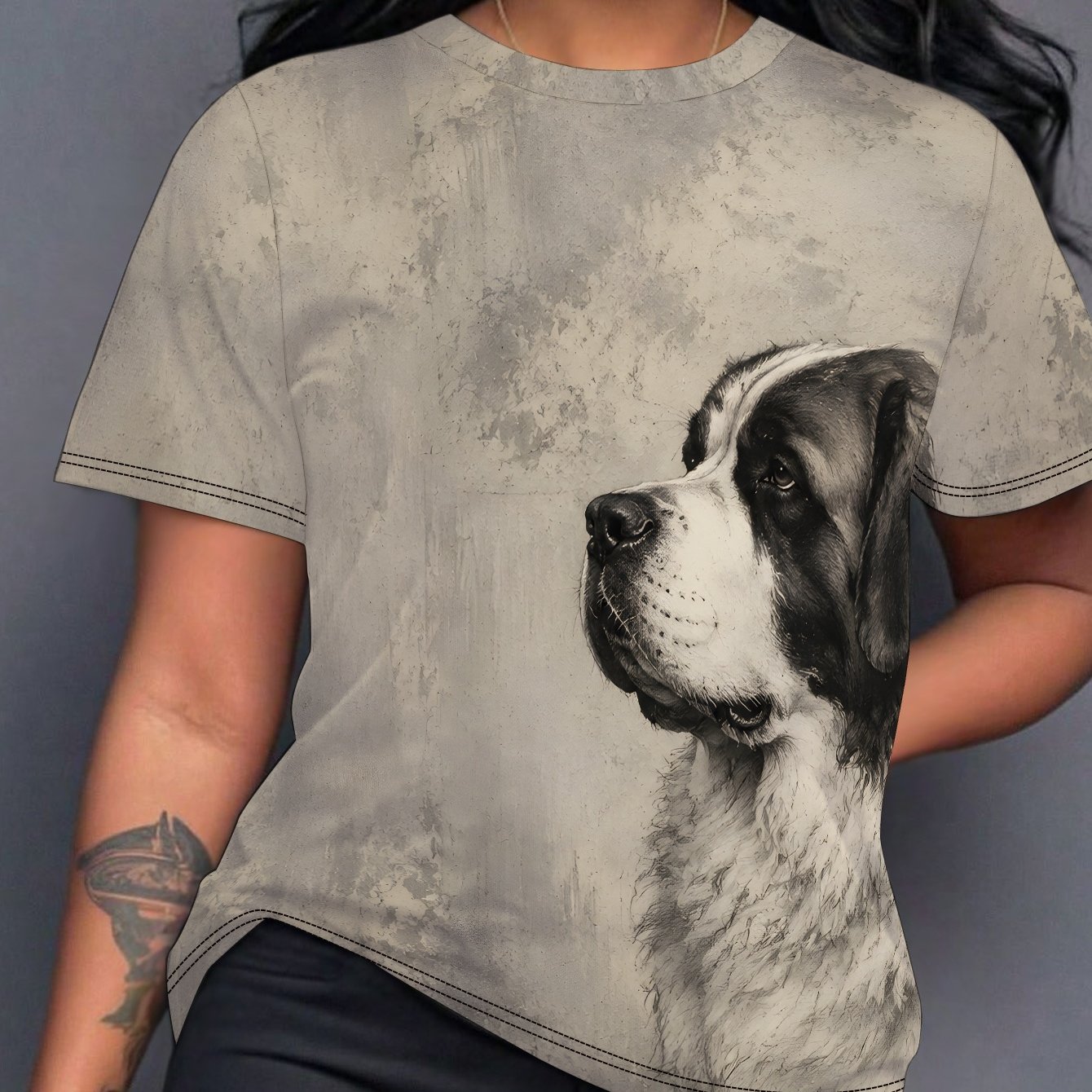 TEMU Saint Vintage Portrait Women S Casual Short Sleeve T-shirt