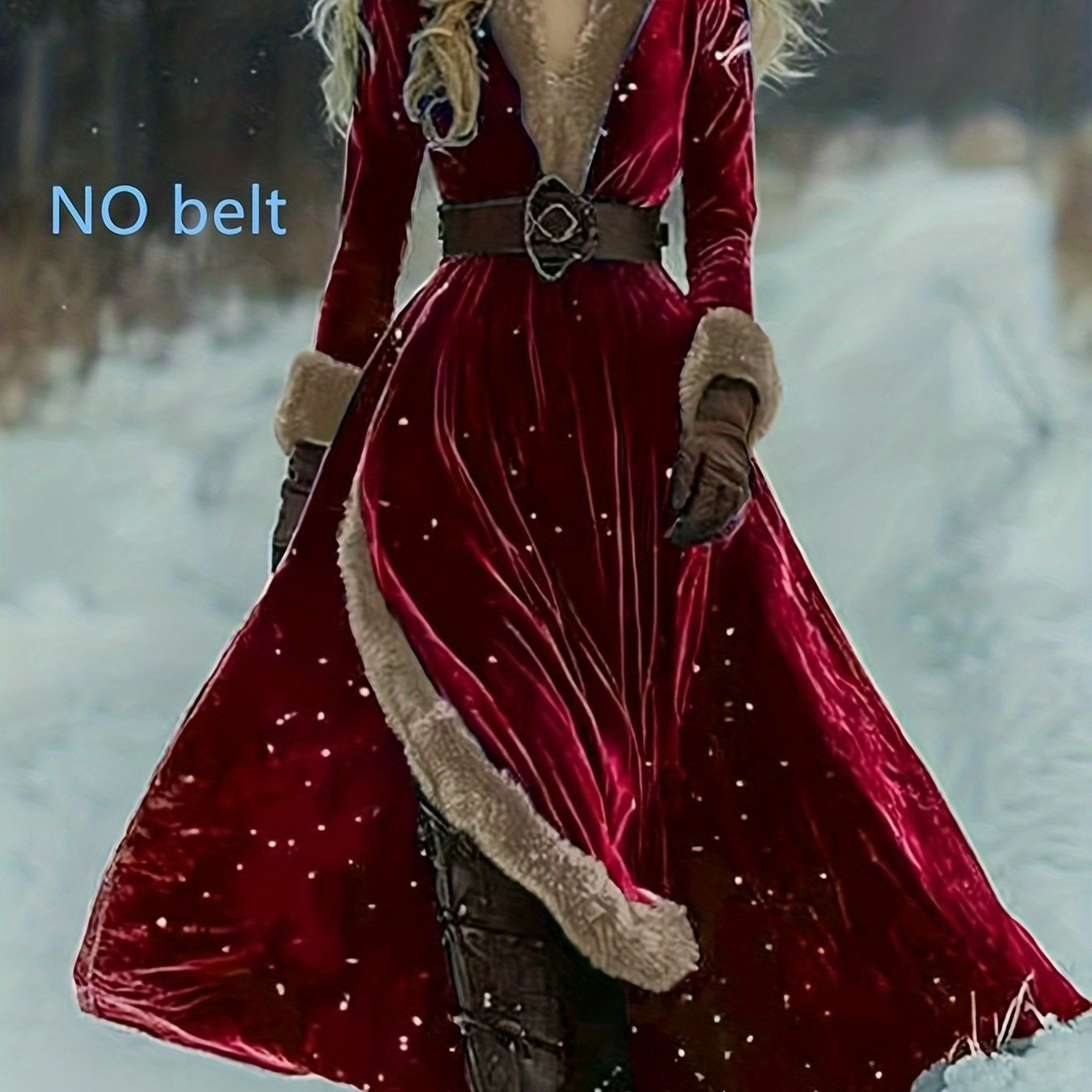 VintageDikkeWinterjurkmetV-halsAfwerking&Splitzoom-LangeMouwenJasjurk,ElastischeTaille(GeenRiemInbegrepen),WasmachinebestendigvoorKerstfeesten,Herfstbruiloften,KoudeWeergebeurtenissen-EffenKleurEleganteBovenkleding