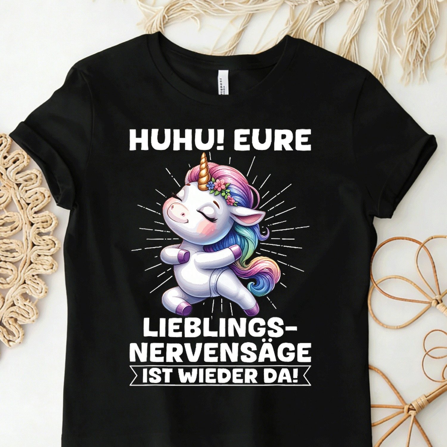 Plus Size Huhu Your Naughty Unicorn Is Back Professional T-shirt Black For Men Women Unisex Funny T-shirt, Plus Size