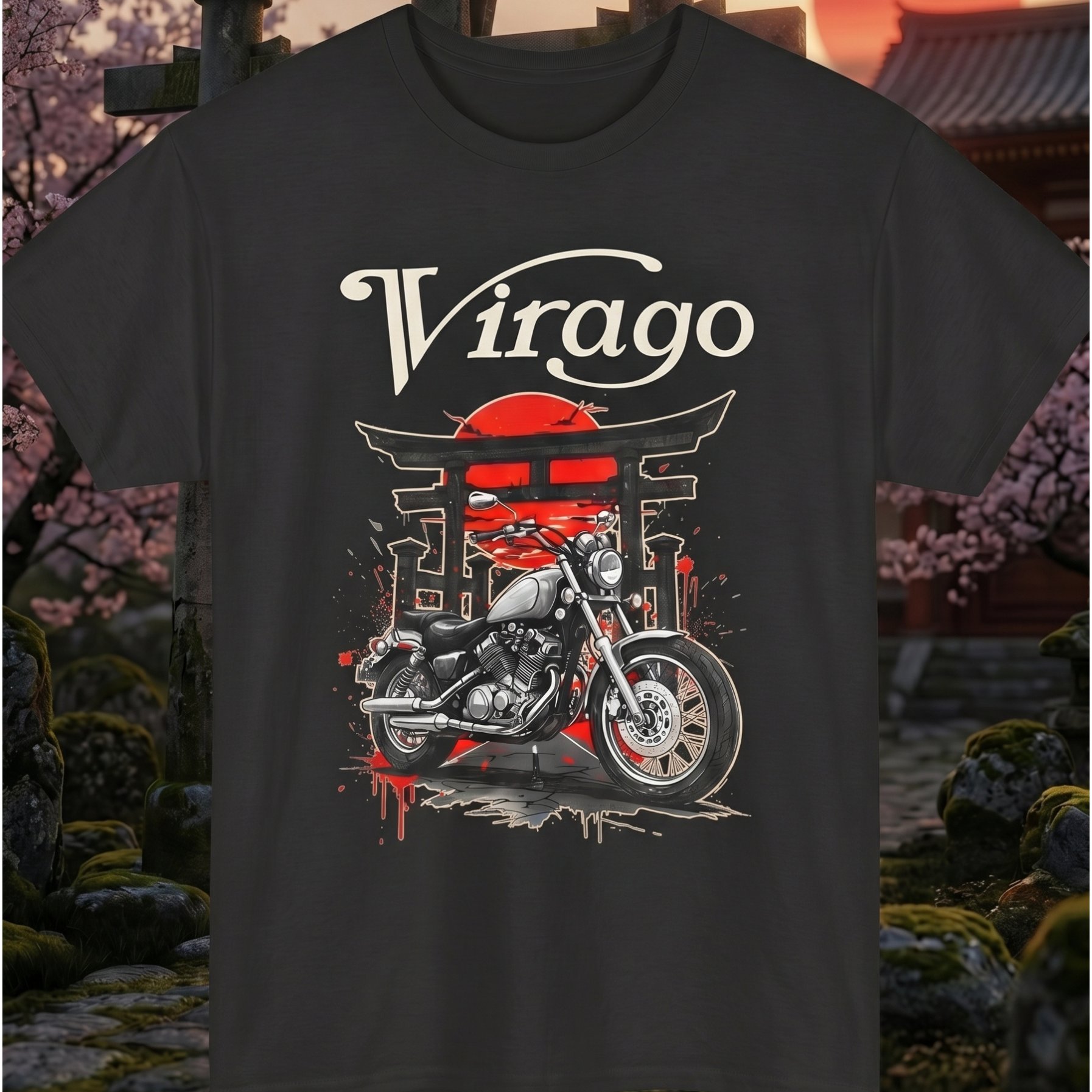 TEMU Cool Men's Motorcycle T-shirt Virago 750 T-shirt, A For Motorcycle Enthusiasts, , And Bobber Style Individuals. Summer Men's Casual Motorcycle