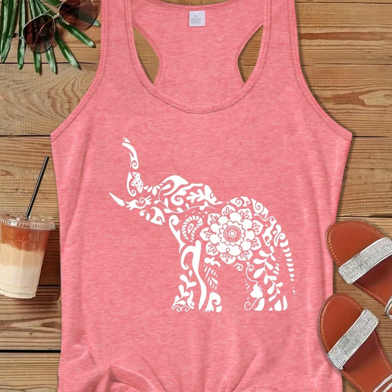 TEMU Plus Size - Plus Size - Elephant Print Stylish Casual Tank Top Pd125