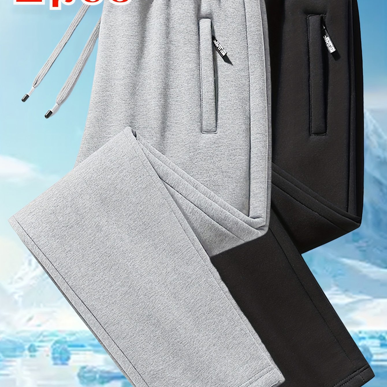 TEMU 2pcs Set. Men's Fashionable And Trendy Sporty And Stylish Solid-color Long Pants, With Stretch Fabric And Drawstring At The Waist, Suitable For