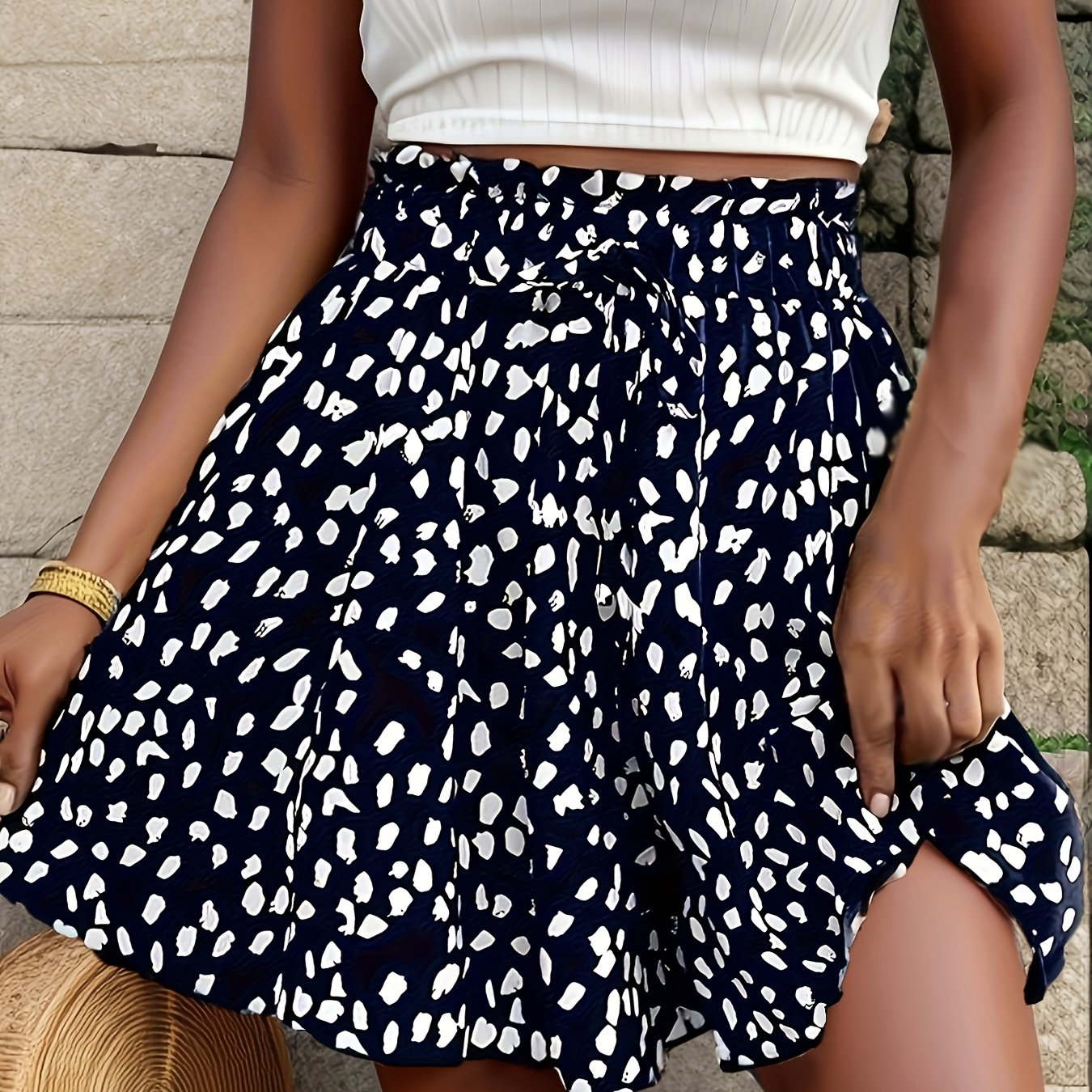 Plus Size - Plus Size - Plus Size Shorts, Navy With Polka Dots
