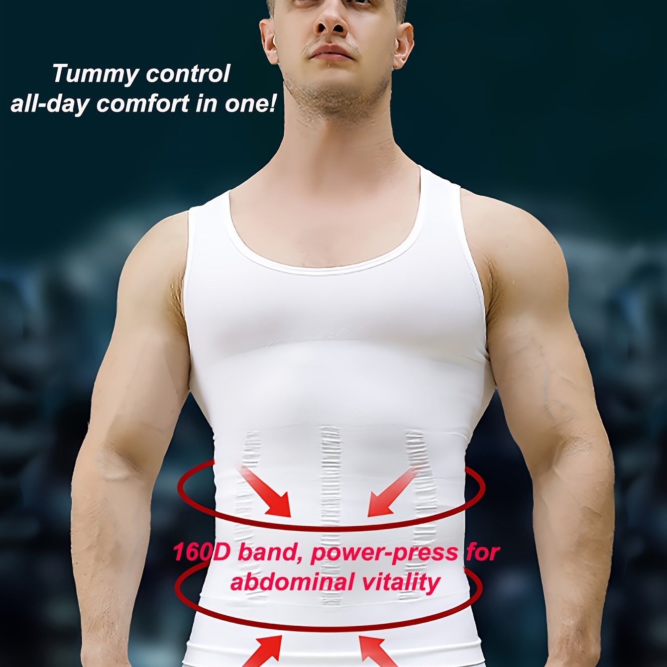 Seamless Men's Body Shaper Tummy Control Bust Compression Hidden Fat Fitness Athletic Base Layer V-neck Tank Top