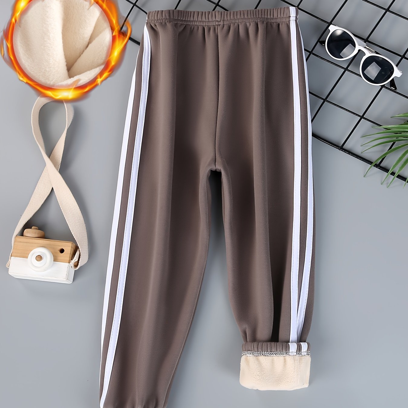 Autumn Winter Boys Fleece-lined Long Pants Mid To Big Kids Boys And Girls Same Style Loose Athletic Pants Thick Warm Joggers Versatile Basic Sweatpants All-match Wear Fashion Outdoor, For Outdoor
