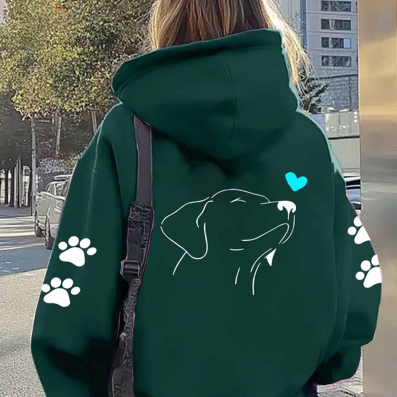 TEMU Women's Printed Hooded Long Sleeved Versatile Jacket, Featuring A Cute Little Dog Element 2025 Niche New Style - Casual Zipper Hoodie With