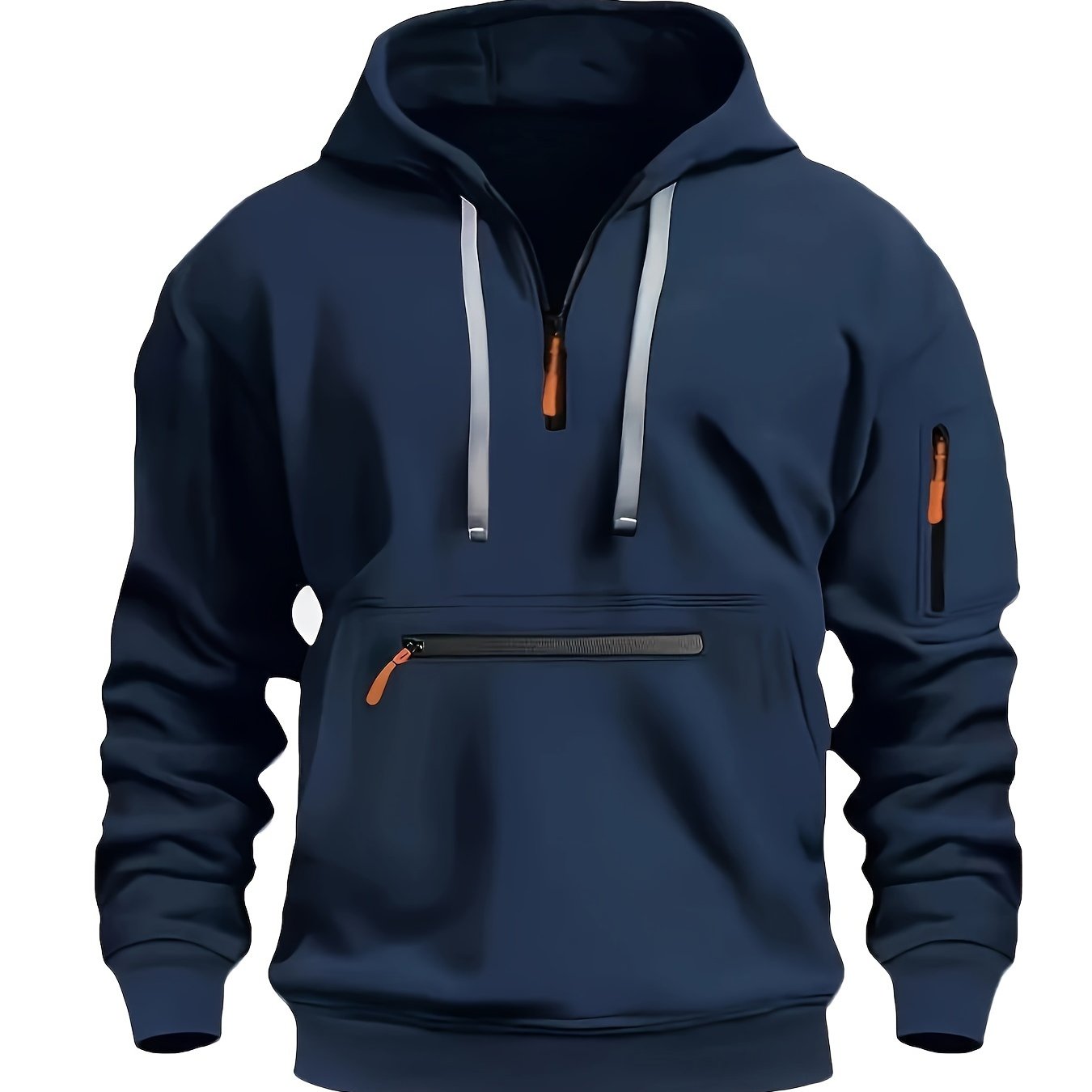 TEMU 2024 Men's Fashionable Youth Outdoor Hiking Sports Hooded Zip-up Sweatshirt For Cross-border Trade