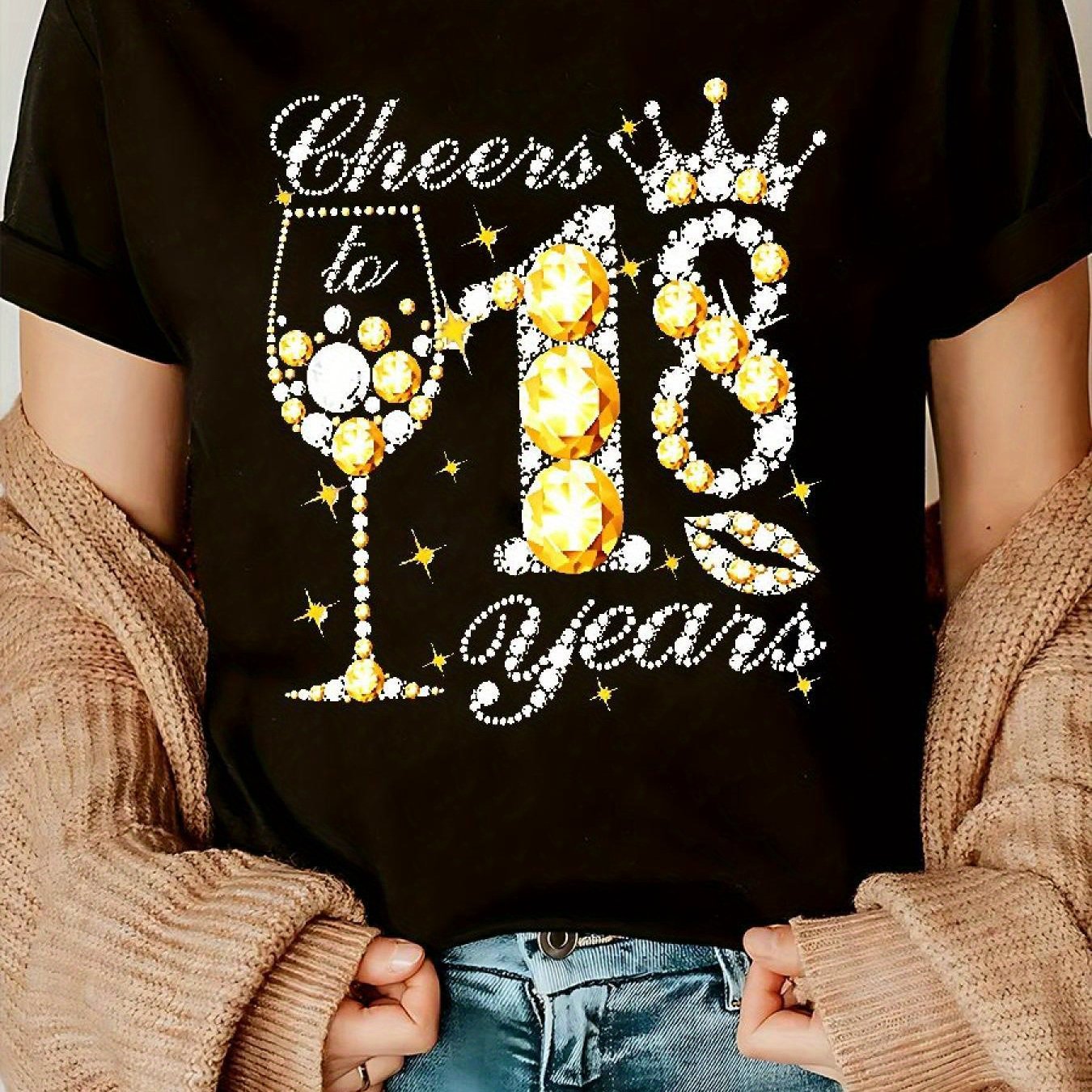 TEMU LZ25020841 Haut décontracté de tous Birthday Queen35 S, T-shirt à col rond, T-shirt décontracté