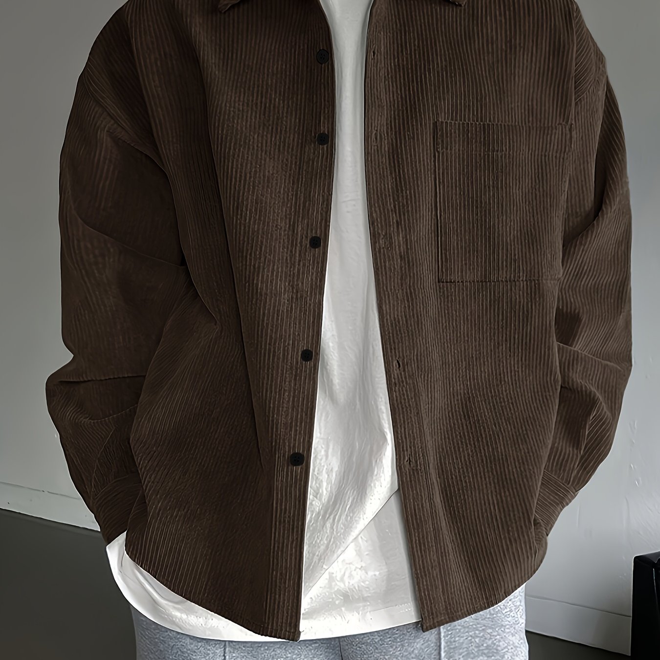 TEMU Men's Casual Shirt For Spring, Summer, And Autumn, With Lapel And Button-, Long Sleeve Top. Suitable For Daily And Outdoor Commuting. Gifted Or