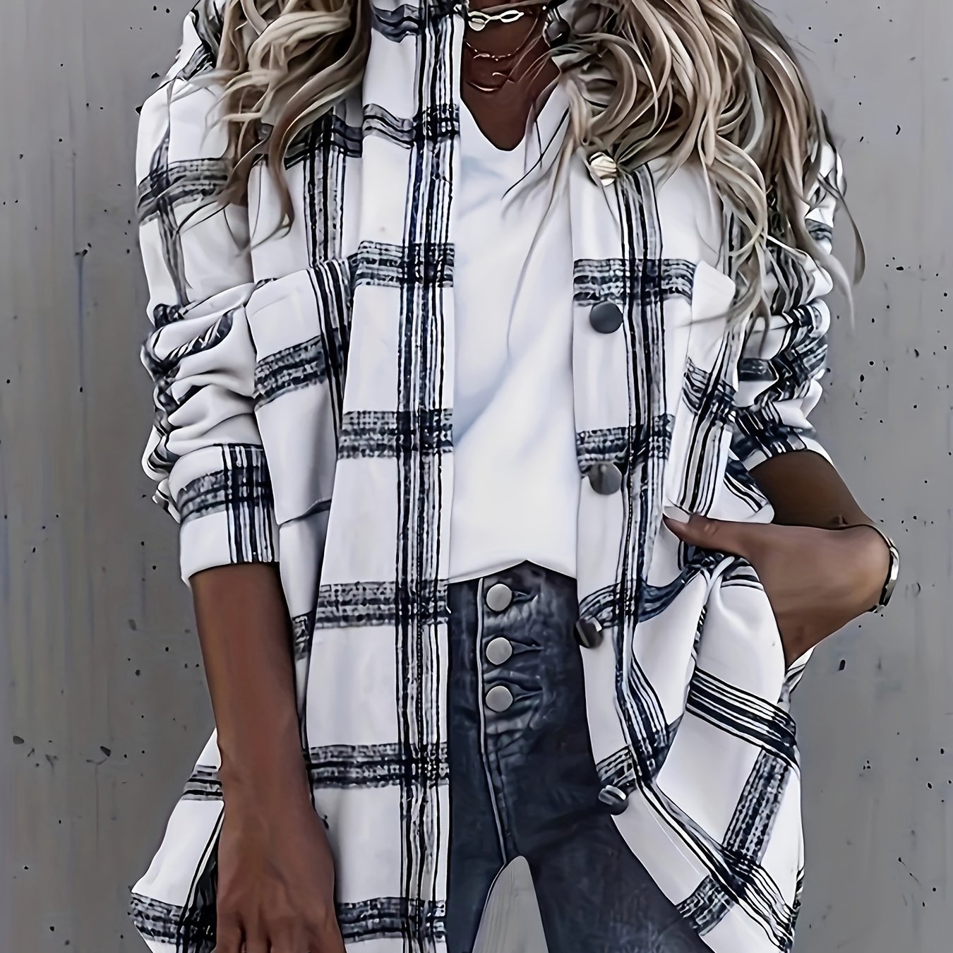TEMU 2024 European And American -border Elegant Women's Classic Casual Button Fashion Long Sleeve Shirt For Spring And Summer, Washed
